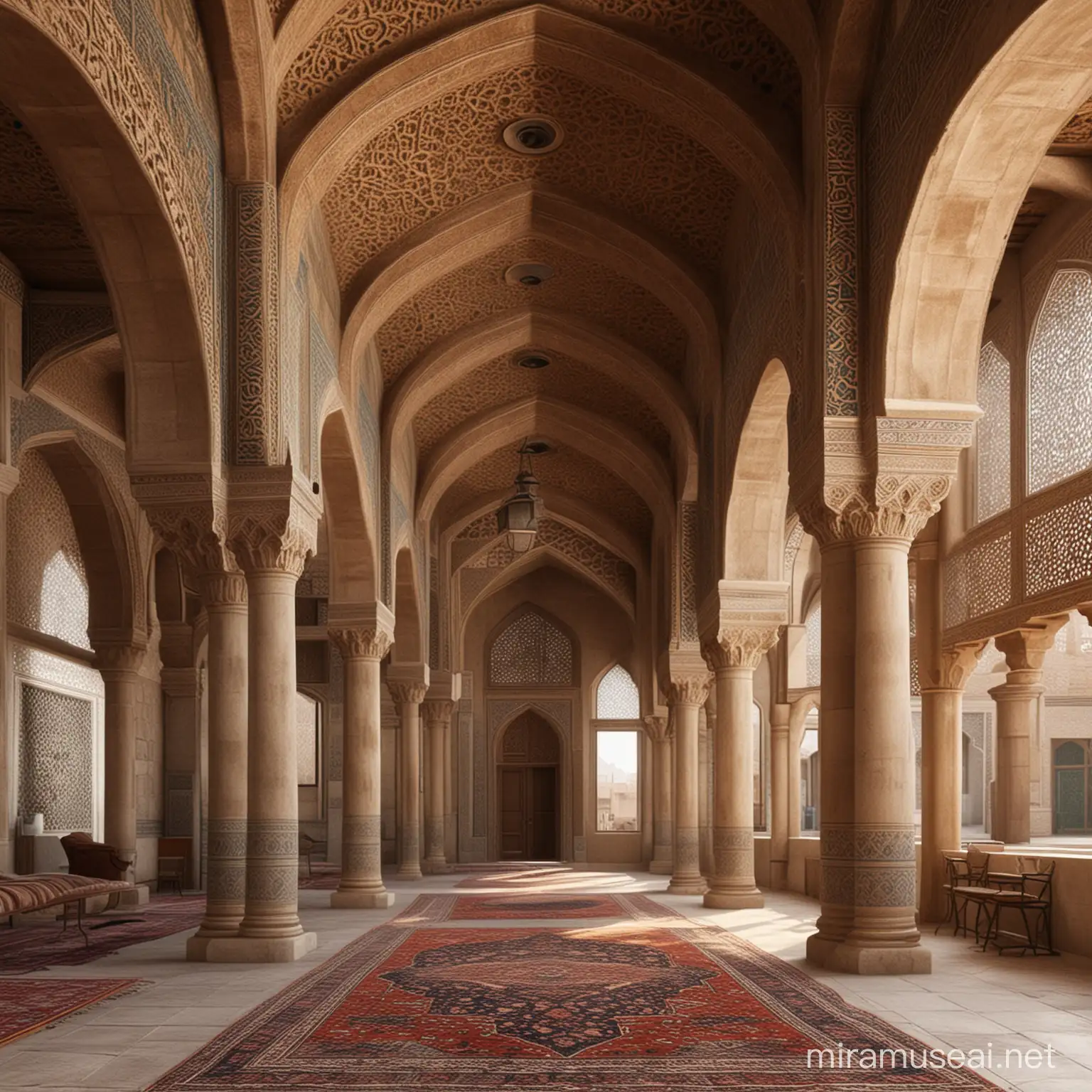 mix the modernation with old persian architecture design real renders