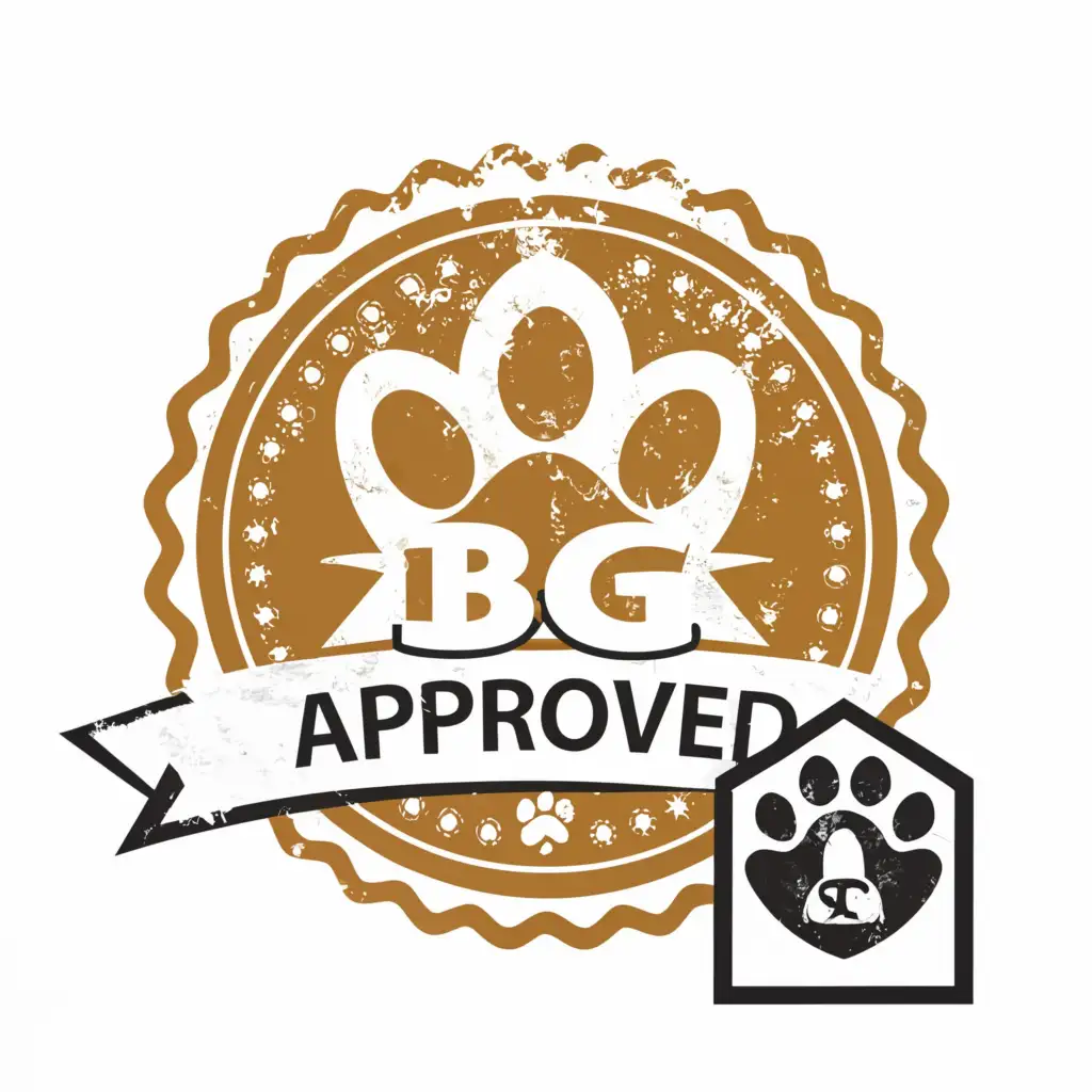 a logo design,with the text "BG Approved", main symbol:White paw print stamp font,Moderate,clear background