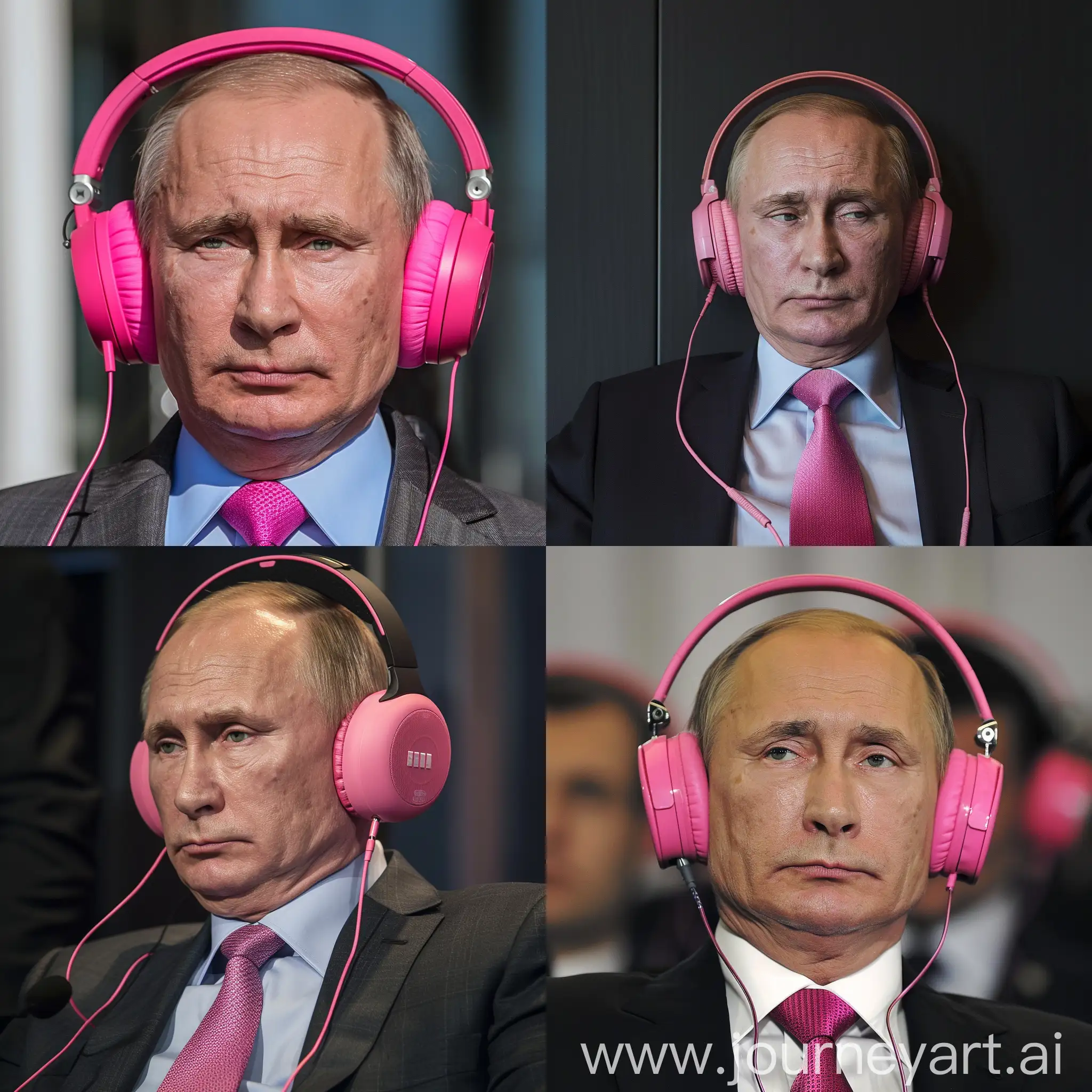 Putin in pink headphones