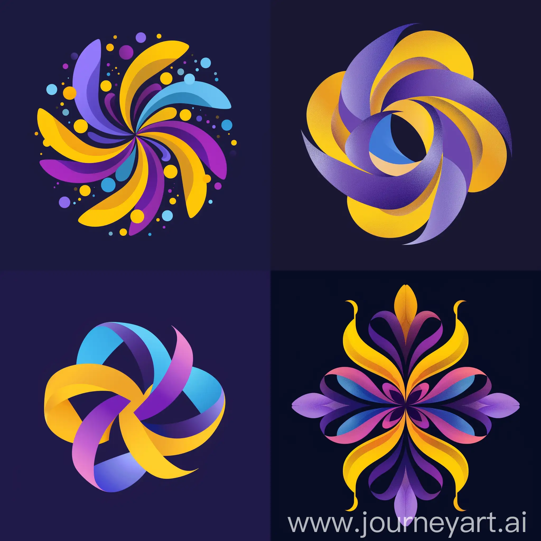 Create an attractive two-dimensional challenge logo called Nimaski challenge by combining purple, yellow, and blue colors.