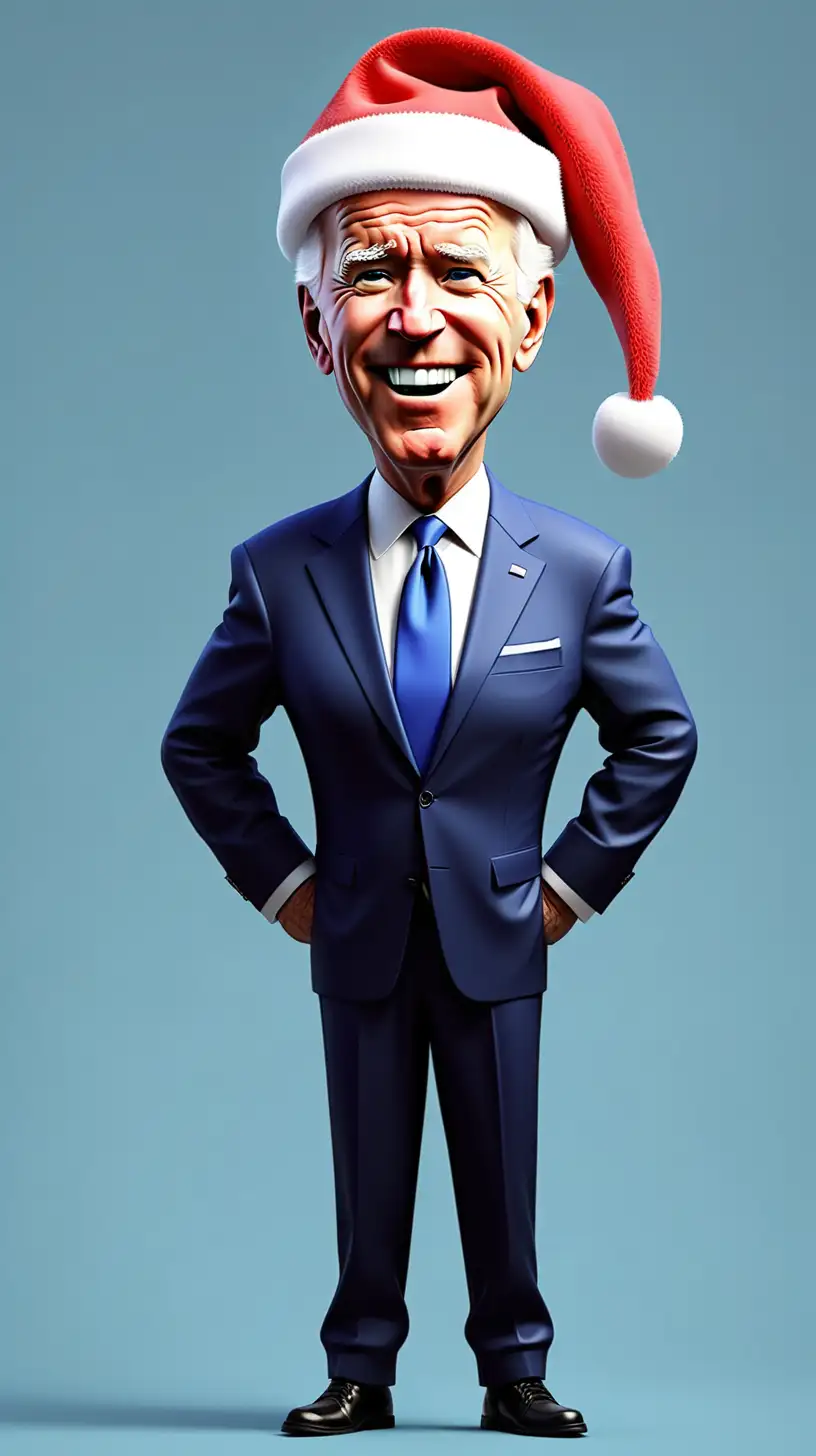 Cheerful Cartoon Santa Biden Festive FullBody Illustration
