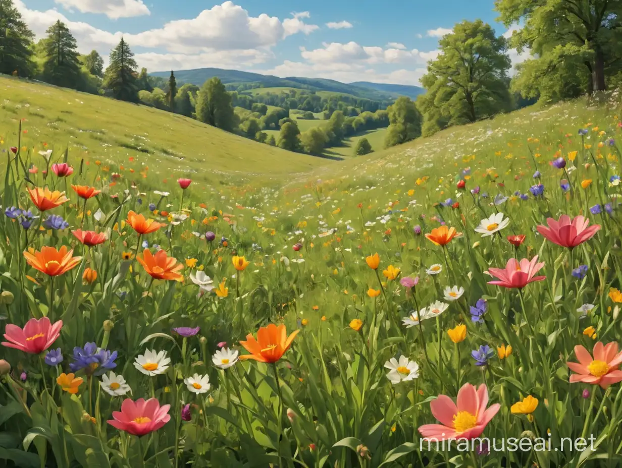 spring flower meadow illustration