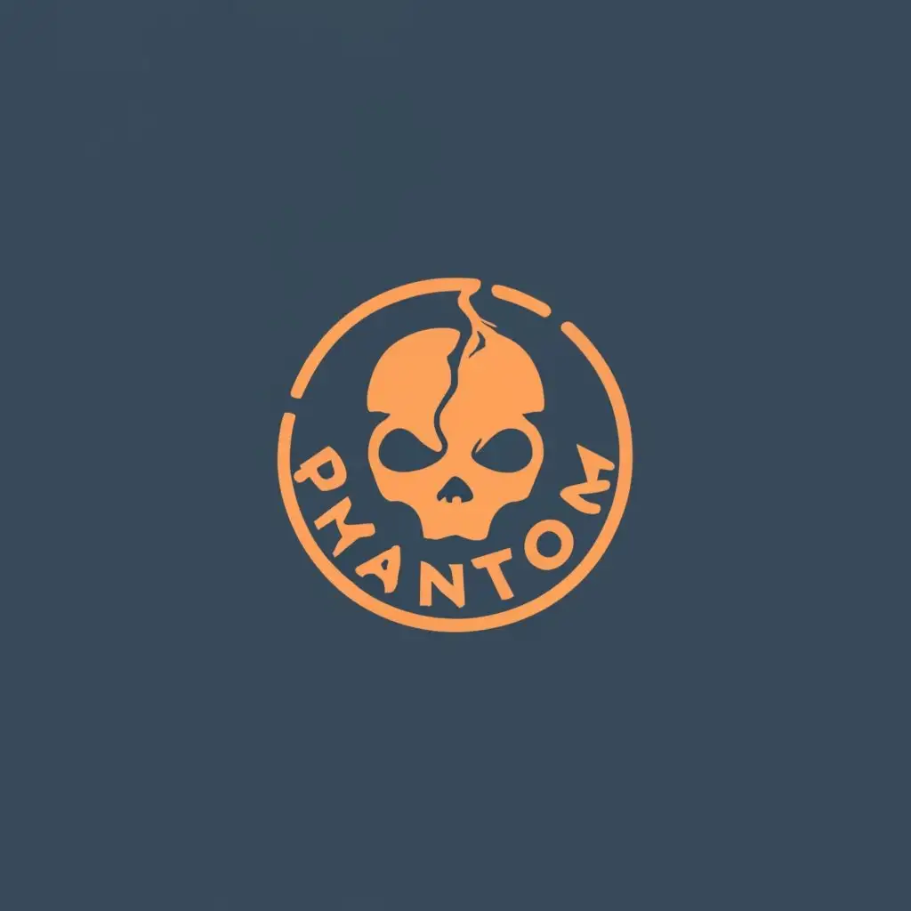 LOGO-Design-For-Phantom-Minimalistic-Molten-Metal-Skull-in-a-Round-Frame-with-Typography