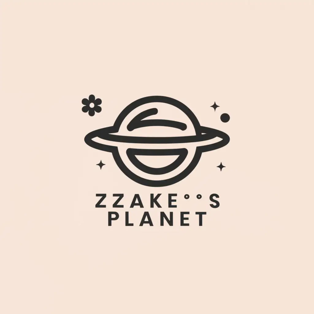 a logo design,with the text "Zakee's Planet", main symbol:planet with ring,Minimalistic,clear background