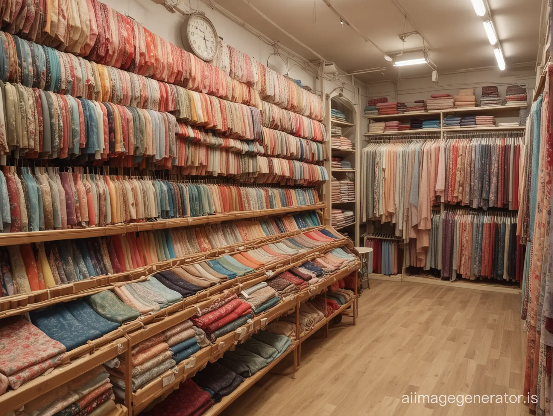 3 floored Fabric shop in London; vintage style; 8K