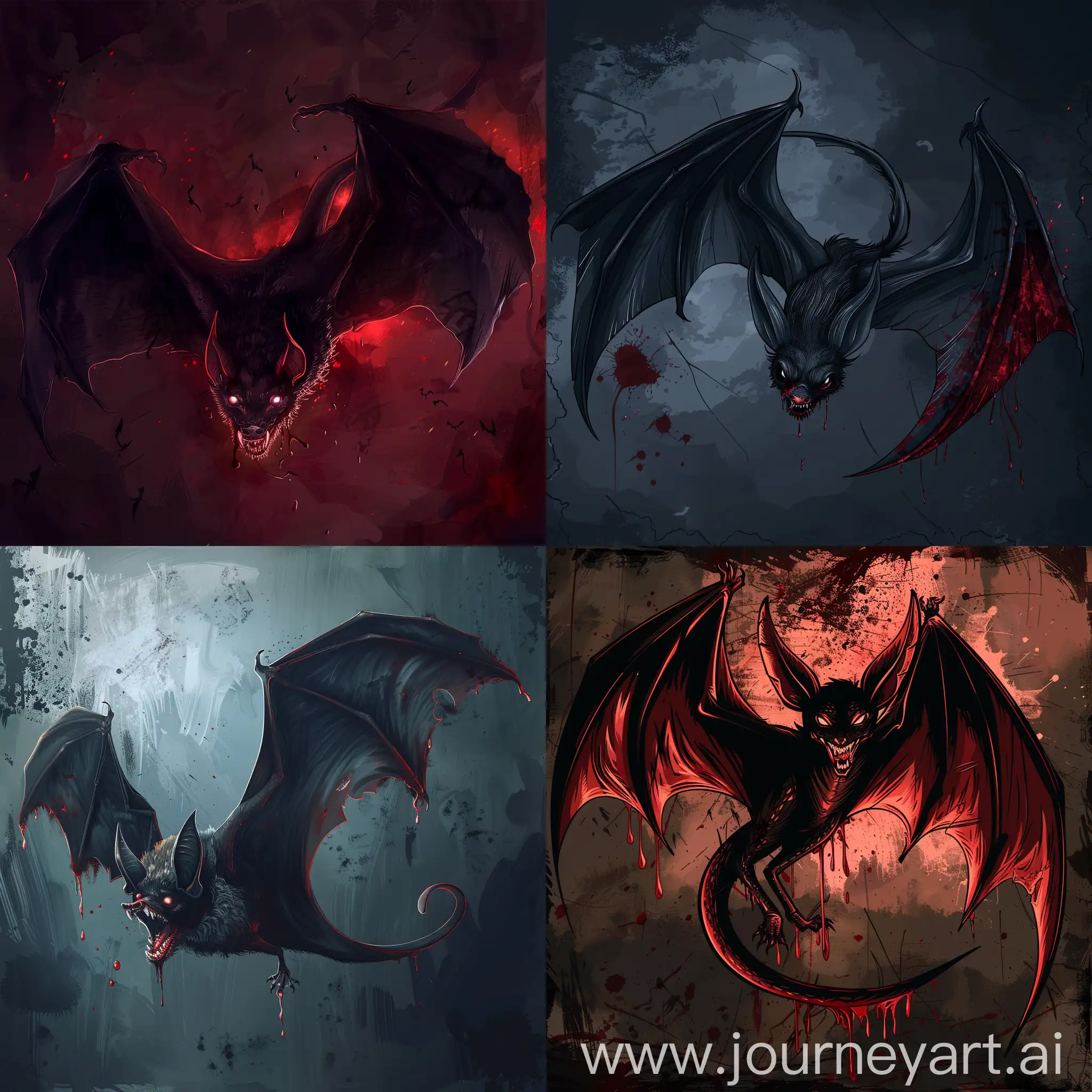 Dark fantasy, gothic horror, anime style, bloody vampire bat