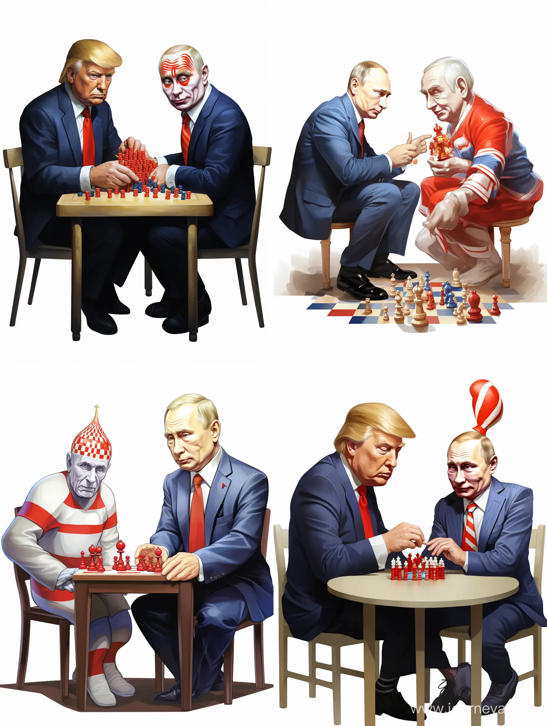 Global-Chess-Diplomacy-Putin-Faces-off-with-American-Clown-in-Cartoon-Illustration