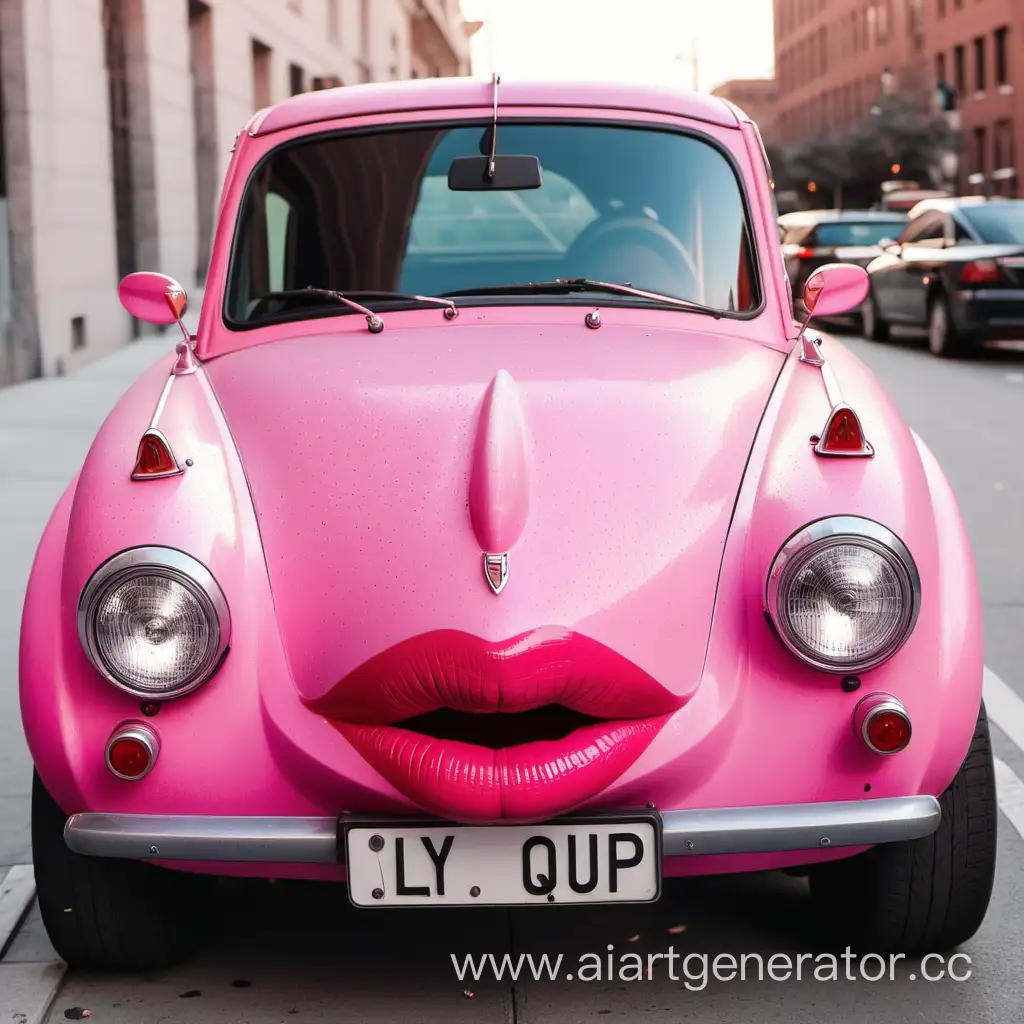 Vibrant-Pink-Car-with-Playful-Lips-Design-Trendy-Automotive-Art