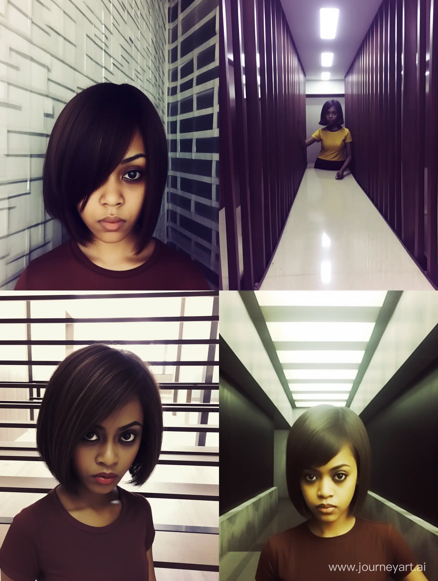 Indonesian-Woman-with-Brown-Bob-Hairstyle-and-Yellowish-Eyes-Selfie-in-LowQuality-Phone-Shot