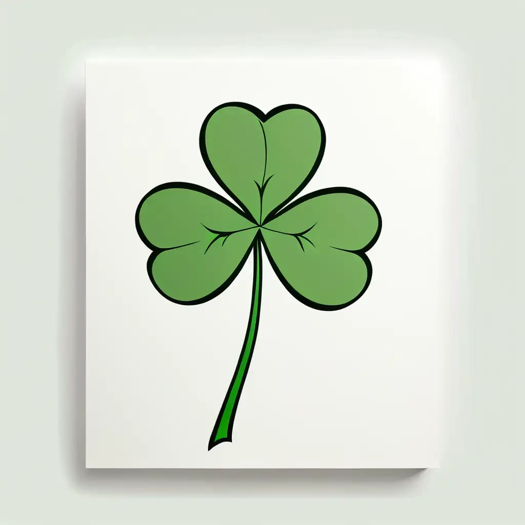 Simple drawing of a green shamrock; plain white background