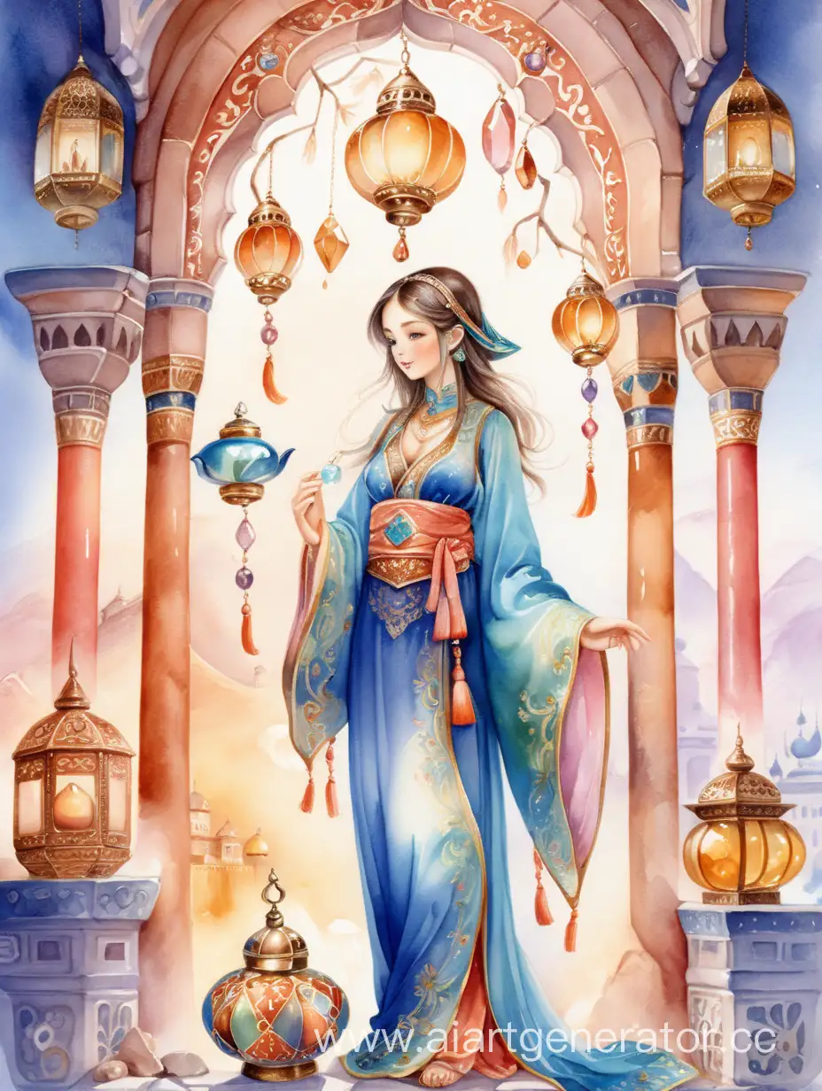 Enchanting-Eastern-Fairy-Tale-Girl-with-Magic-Lamp-in-Ornate-Palace