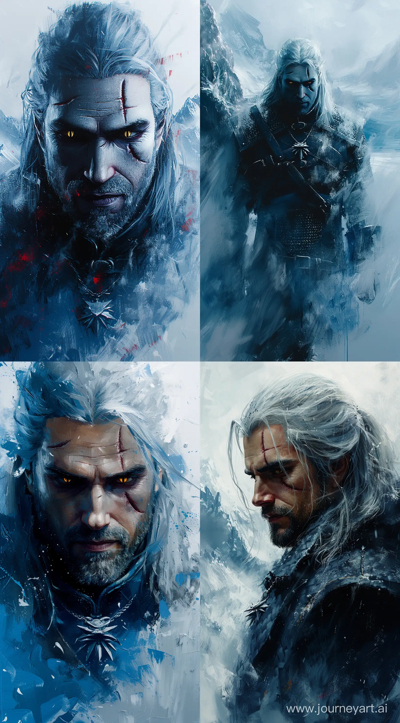 Expressive-Witcher-Art-Mountainous-Snow-Scenes-in-Brushwork-Style