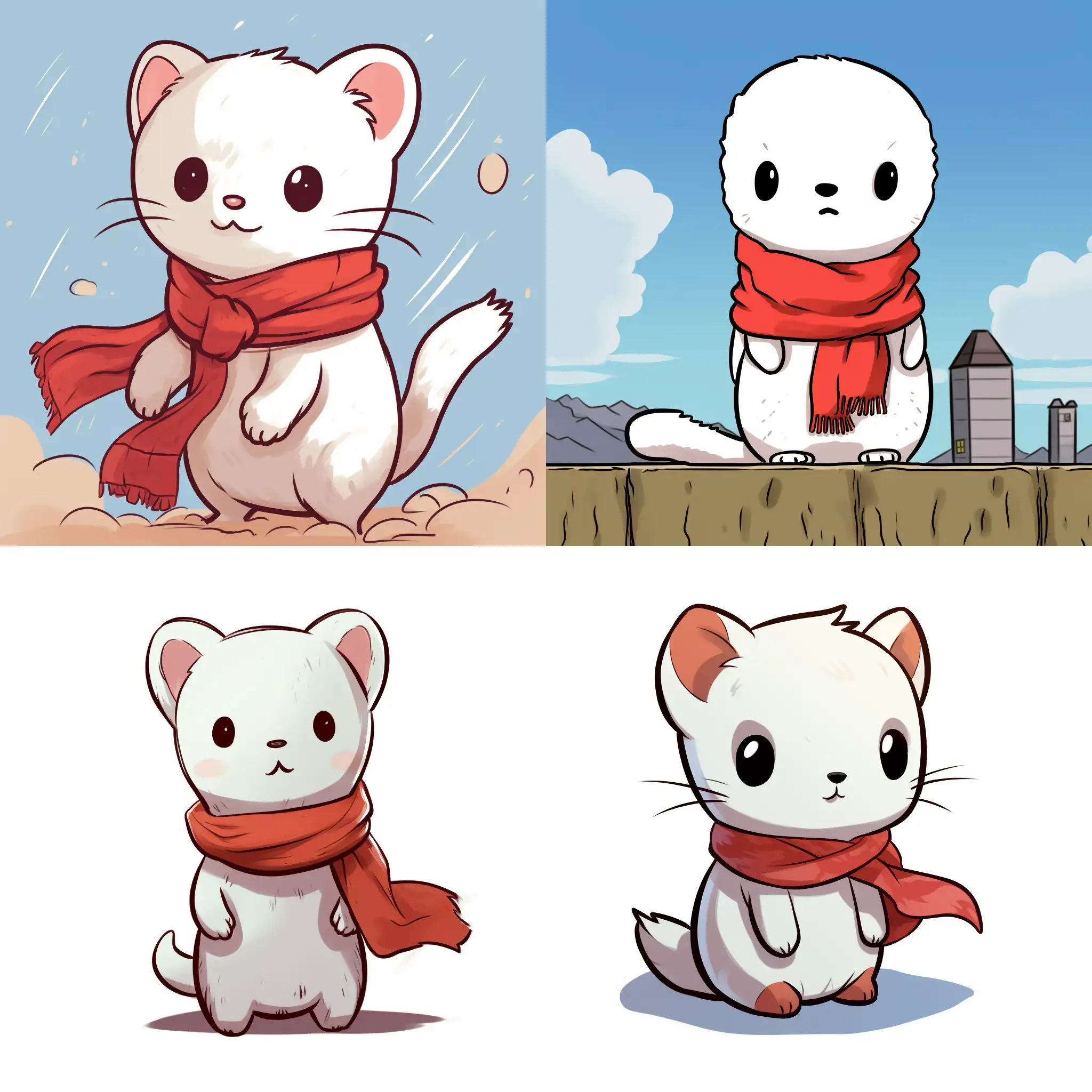 Adorable-Chibi-White-Stoat-with-Red-Scarf-in-Jeff-Lemire-and-Peter-Bagg-Manga-Style