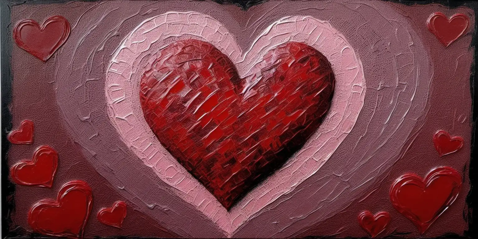 Vintage Heart Acrylic Painting Romantic Moody Valentines Art