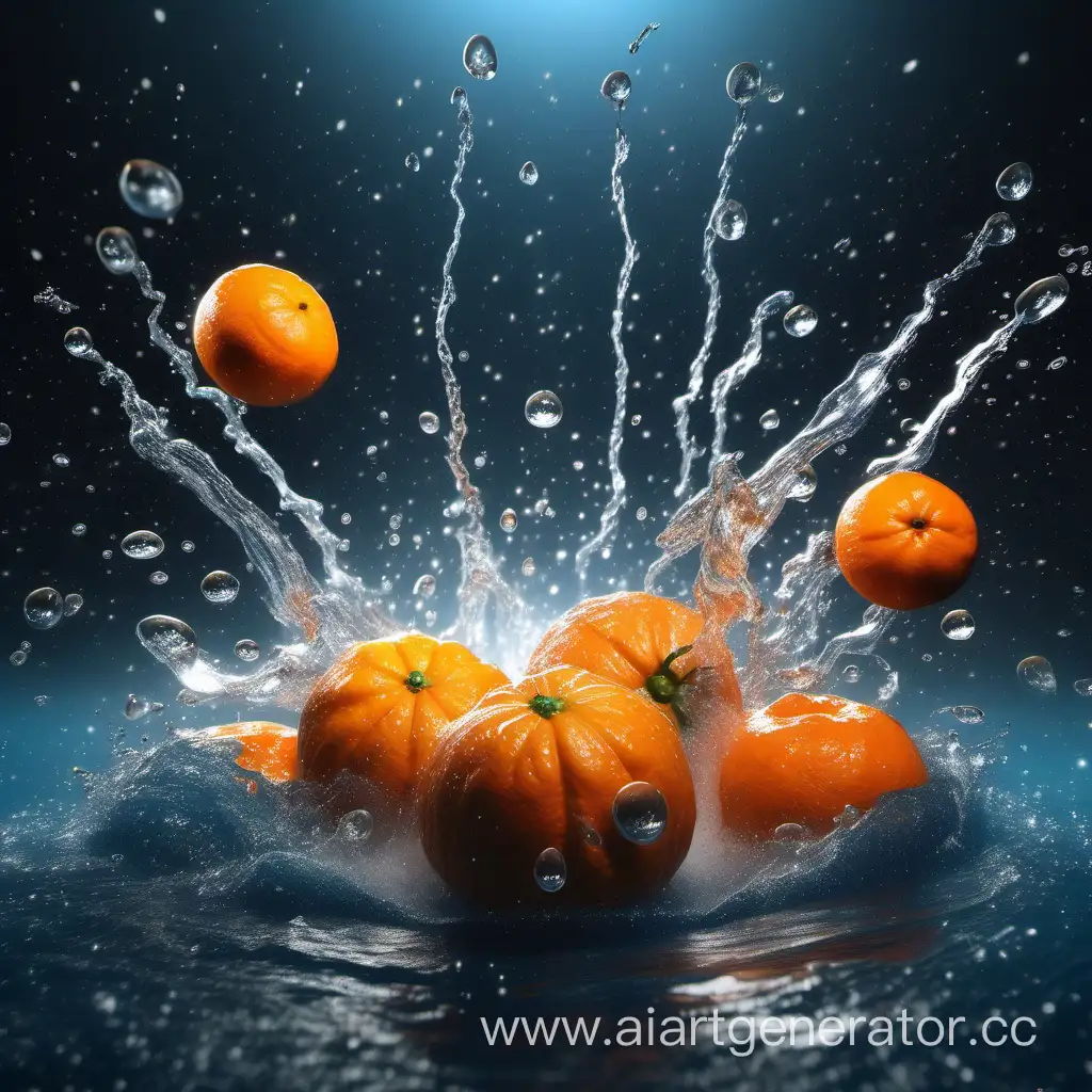 Mandarin-Slices-Floating-in-Whirlpool-of-Water-with-Sparkling-Stars
