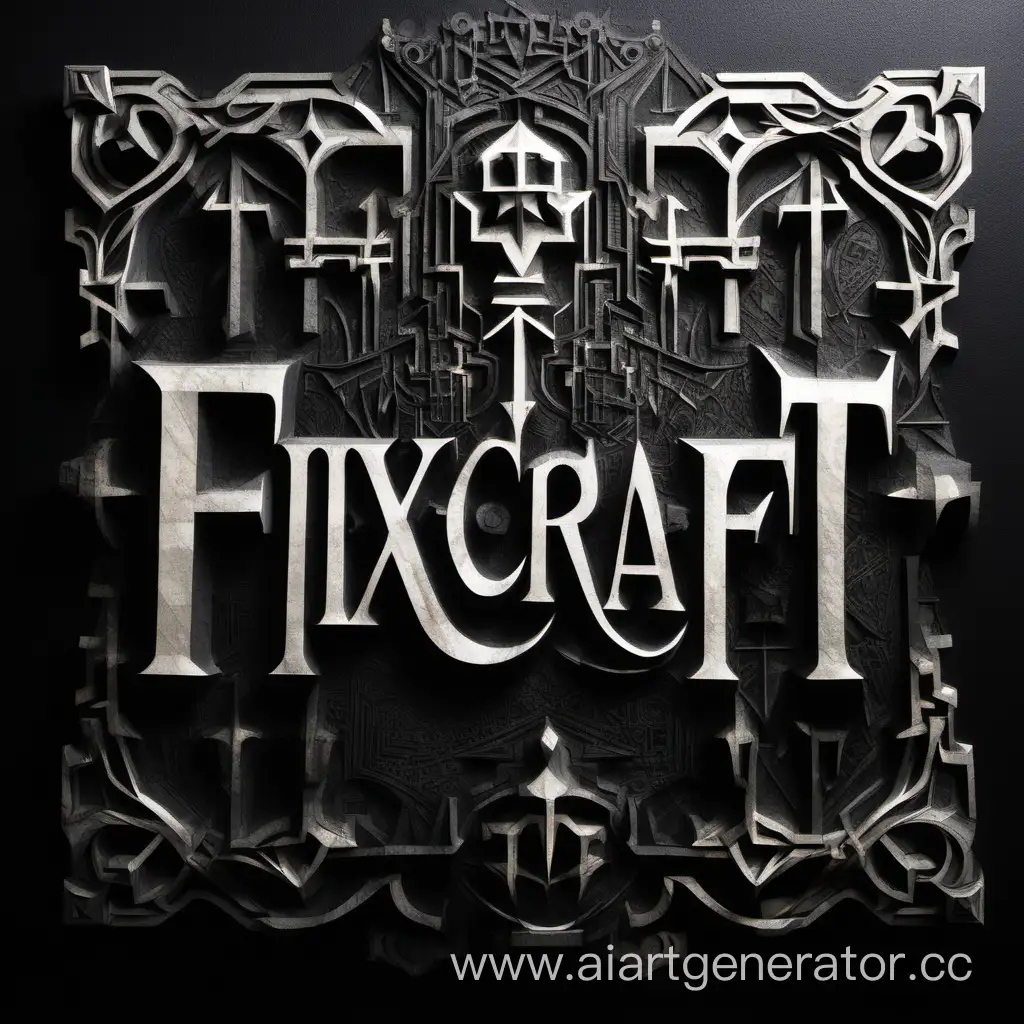 надпись fixcraft , на чёрном фоне
