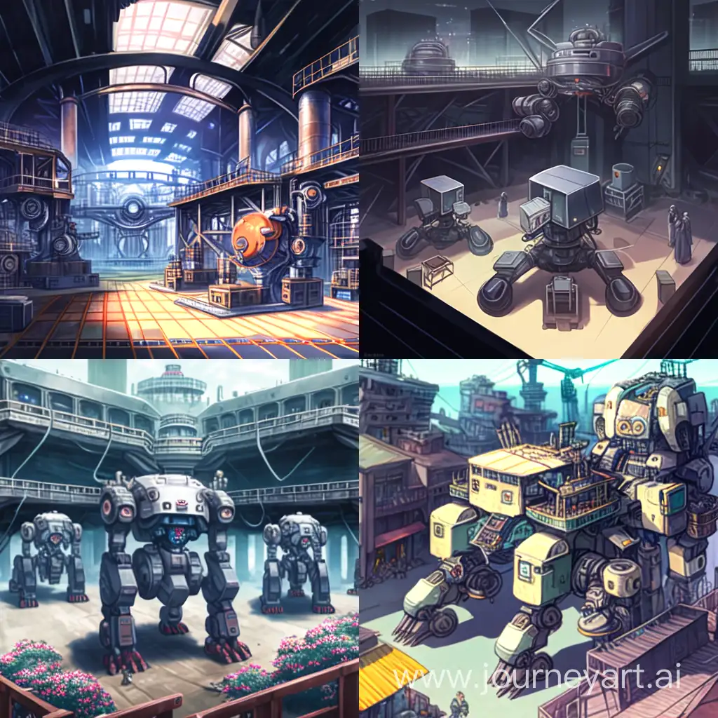 Robotic-Workers-in-Industrial-Square-with-Concrete-Factories-and-Steel-Gears