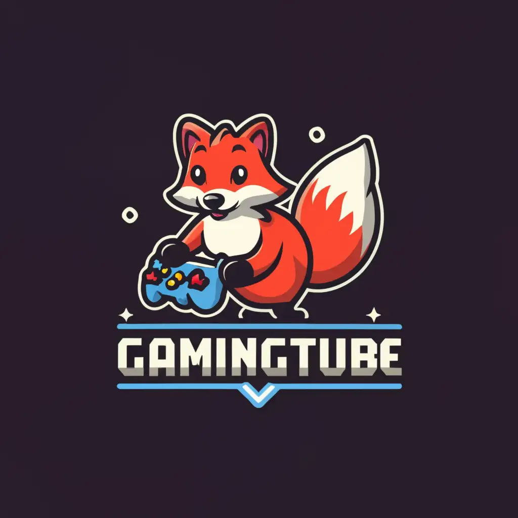 a logo design,with the text "GAMINGTUBE", main symbol:A symbol that reminds of gaming, with a fox and a black background. The fox and the name must be coloured,Moderate,be used in Internet industry,clear background