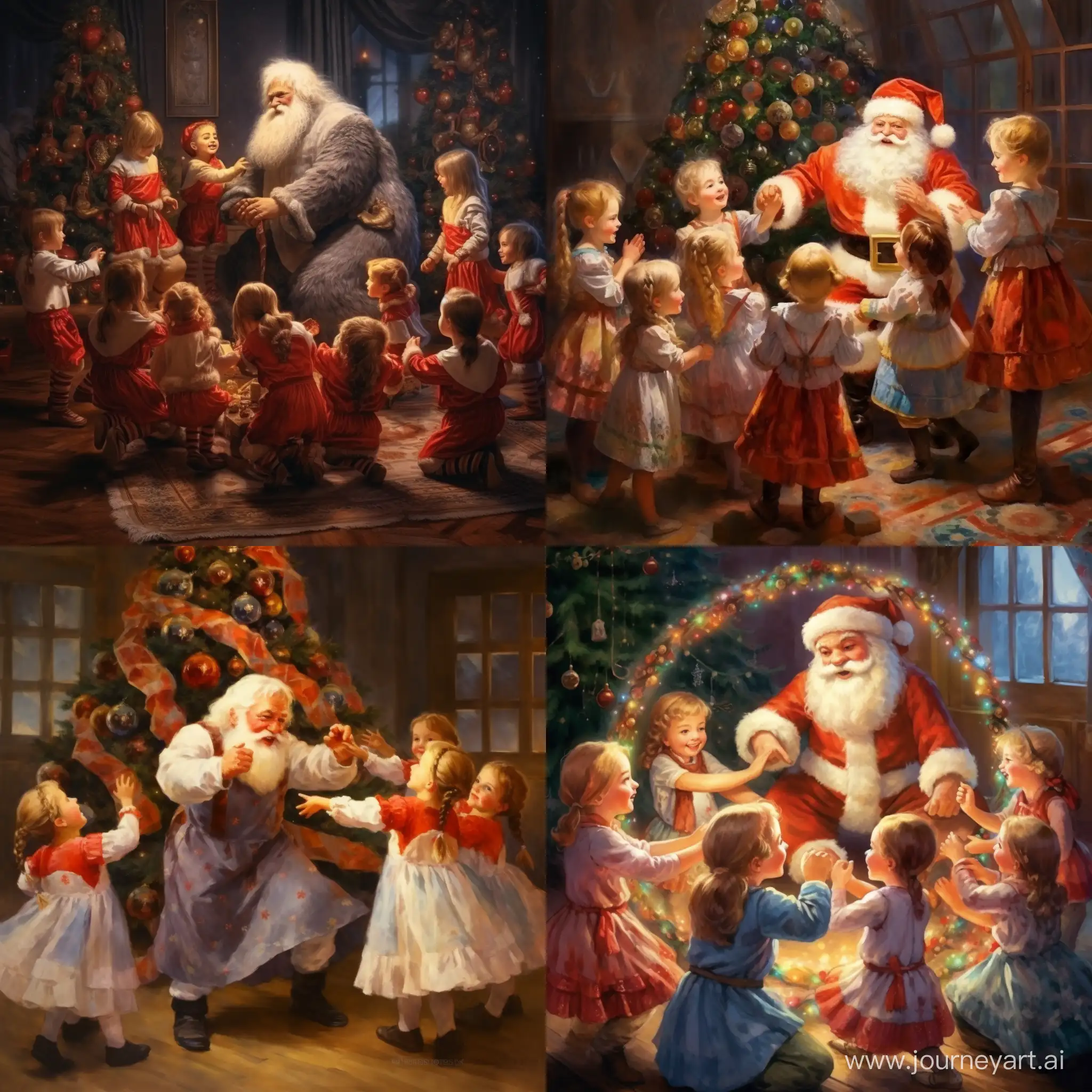 Joyful-Children-Dancing-Around-a-Christmas-Tree-with-Crying-Ded-Moroz