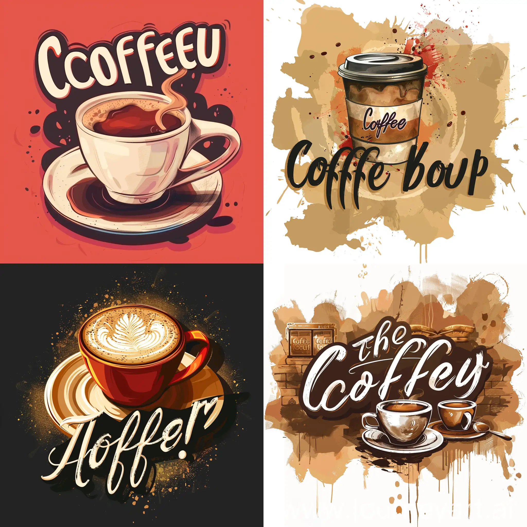 propose a creative banner in a realistic and humorous style on YouTube for a coffee shop. Behave like the best graphic designer