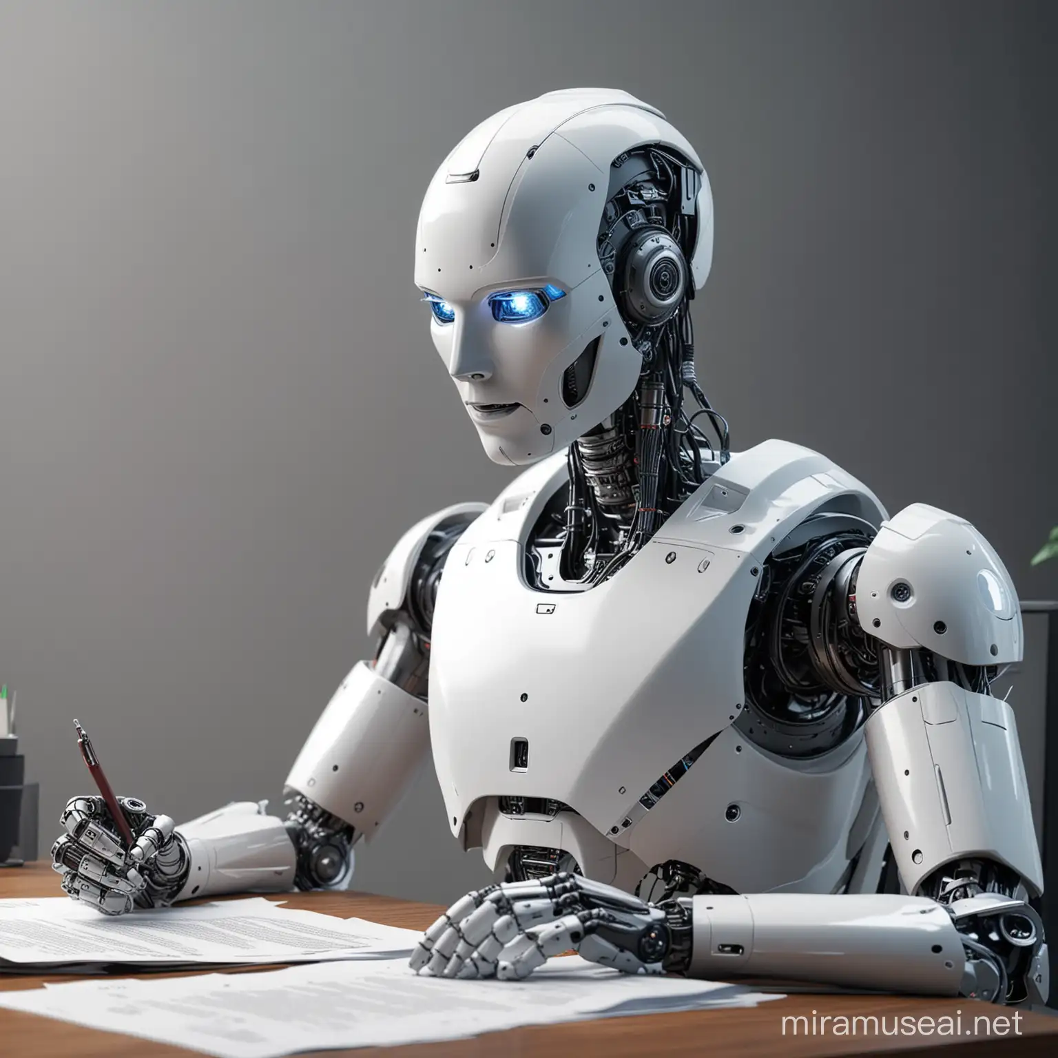 Realistic AI Robot Translating Paper Documents