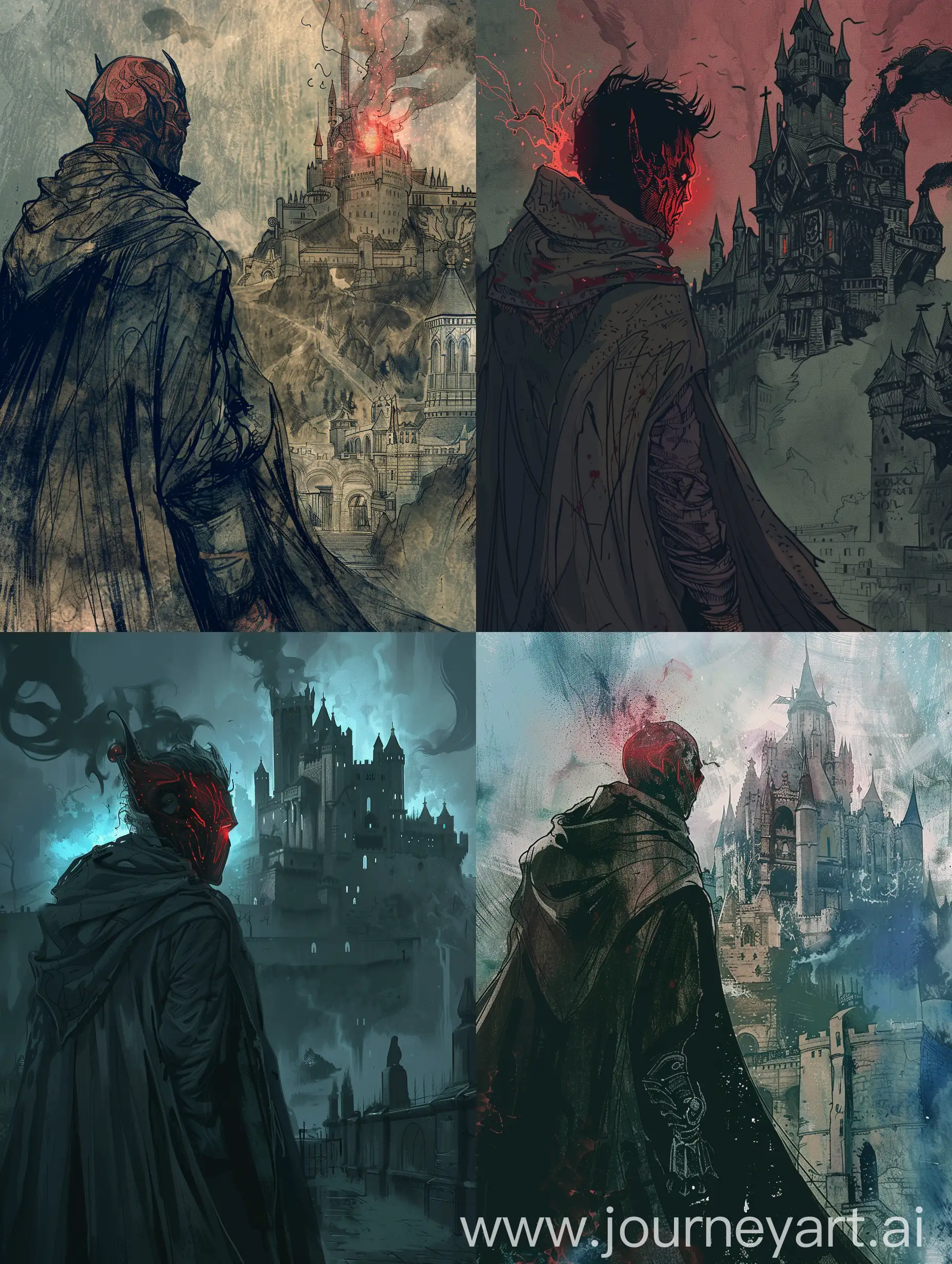 Dark-Cloaked-Demon-Gazing-at-Demon-Kings-Castle