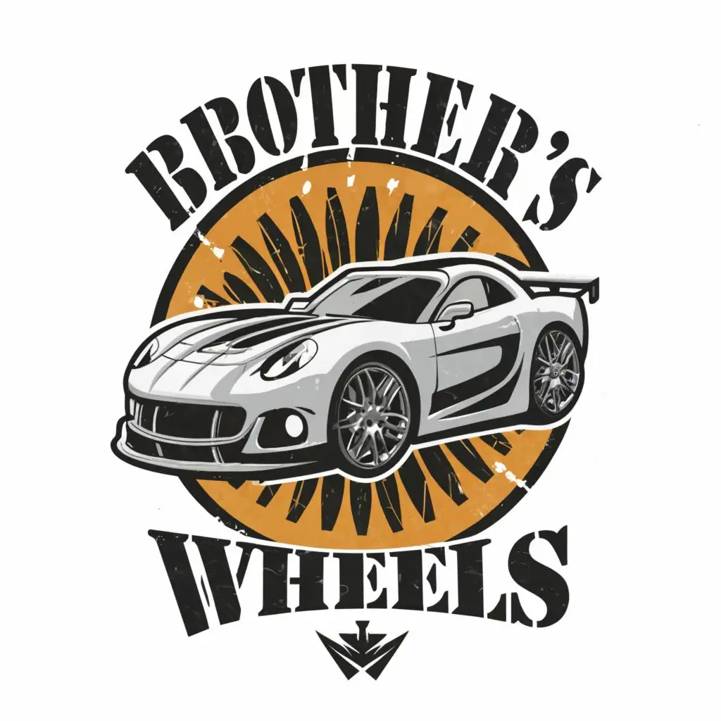 a logo design,with the text "Brother's Wheels", main symbol:sport car,Moderate,be used in Automotive industry,clear background