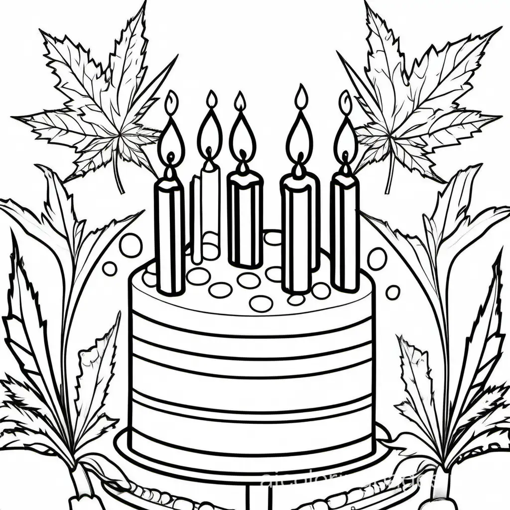 420 birthday with blunt candles
, Coloring Page, black and white, line art, white background, Simplicity, Ample White Space. The background of the coloring page is plain white to make it easy for young children to color within the lines. The outlines of all the subjects are easy to distinguish, making it simple for kids to color without too much difficulty