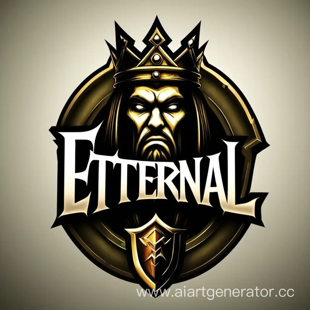 Создай логотип для клана с названием Eternal Tm на фоне должен быть царь
