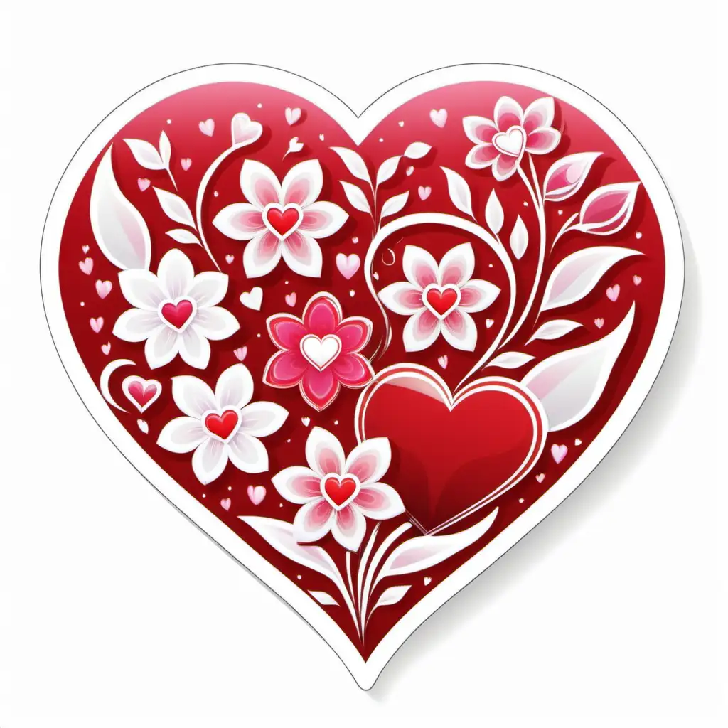 fantasy, flowers,heart valentine sticker,red,pink,white,vector, white
background