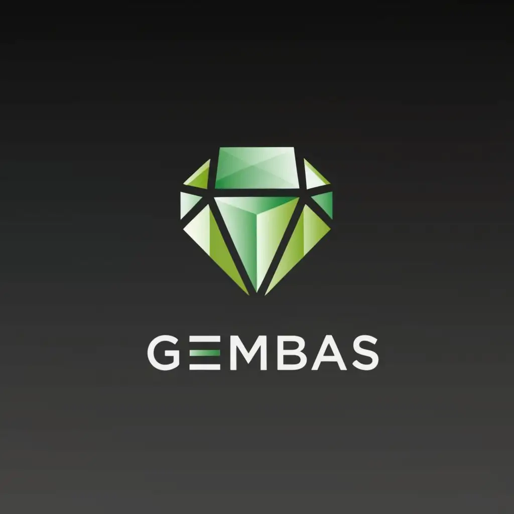 a logo design, with the text "Gembas", main symbol: green gem or stone, Moderate, be used in Technology industry, clear background