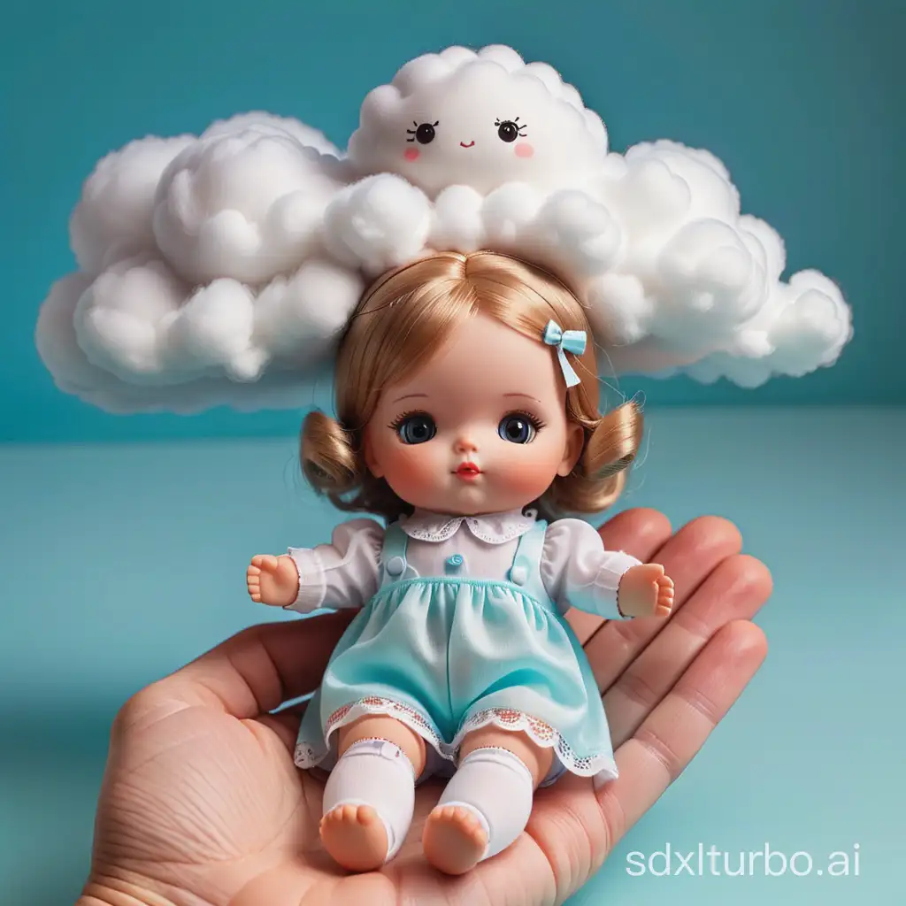 A little doll with a cloud as its head