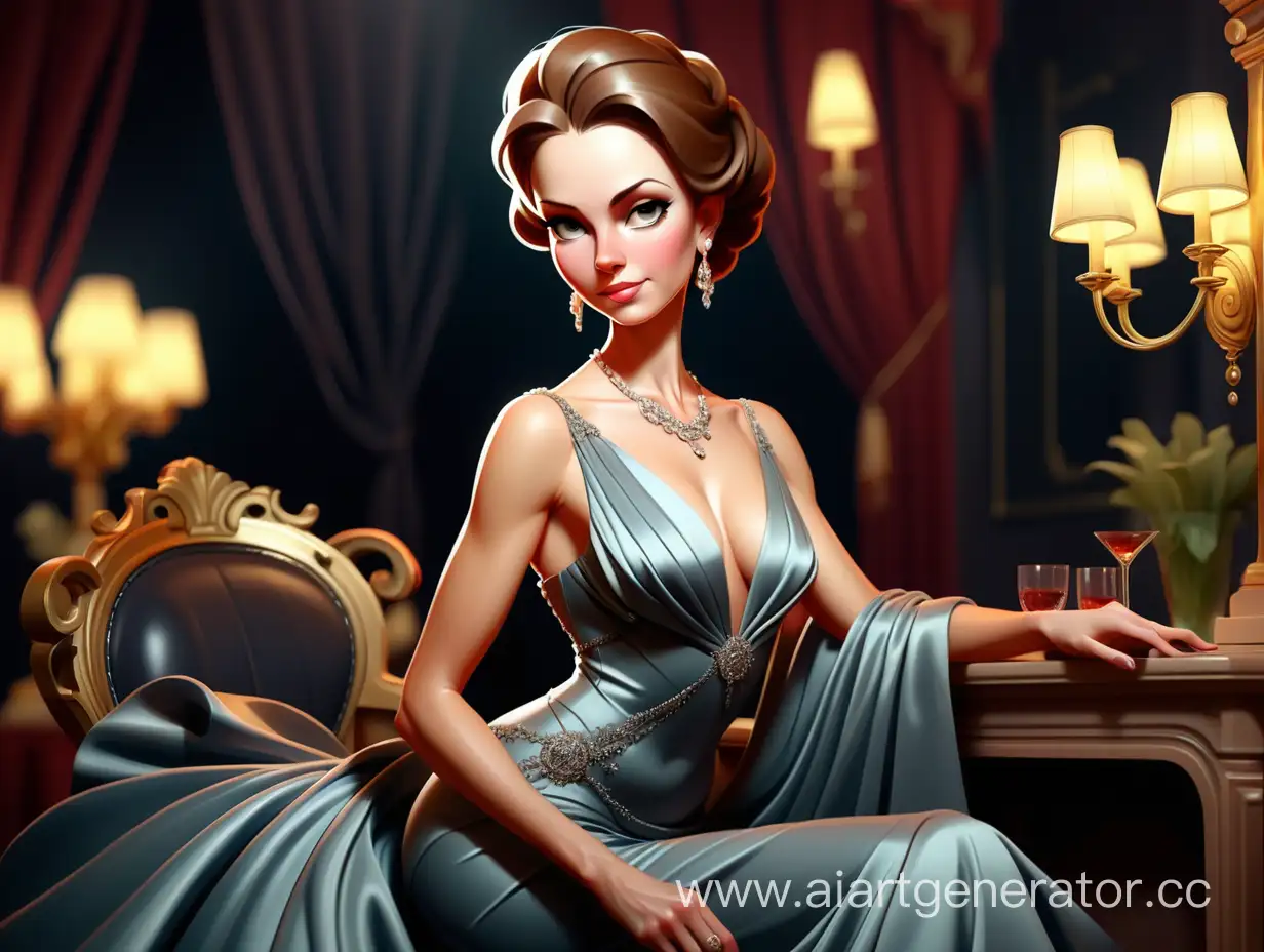 Elegant-Affluence-Opulent-Woman-in-Evening-Dress