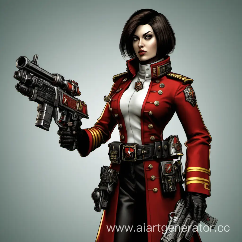 Brunette-Girl-with-Bob-Hairstyle-as-Commissar-in-Warhammer-40000