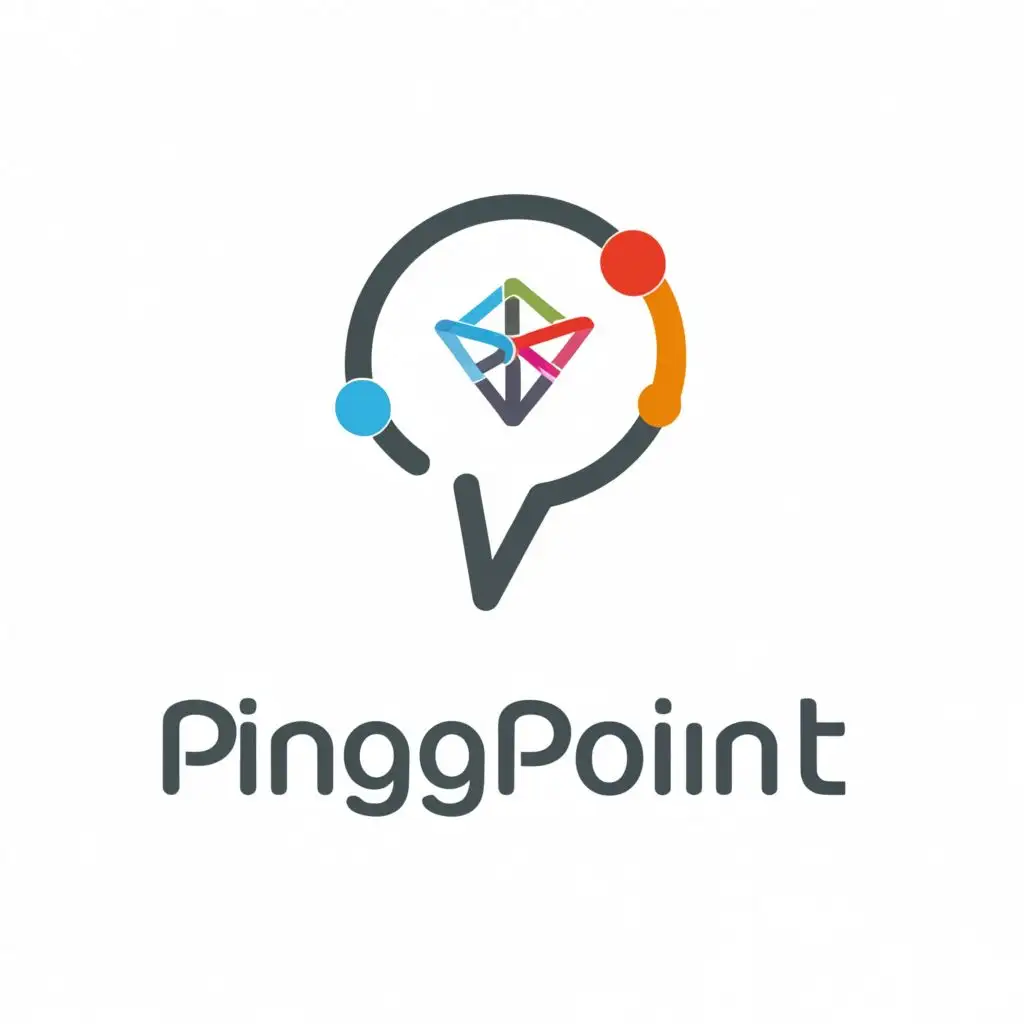 logo, Maps Pin Point inside a message bubble, with the text "PingPoint", typography, be used in Technology industry