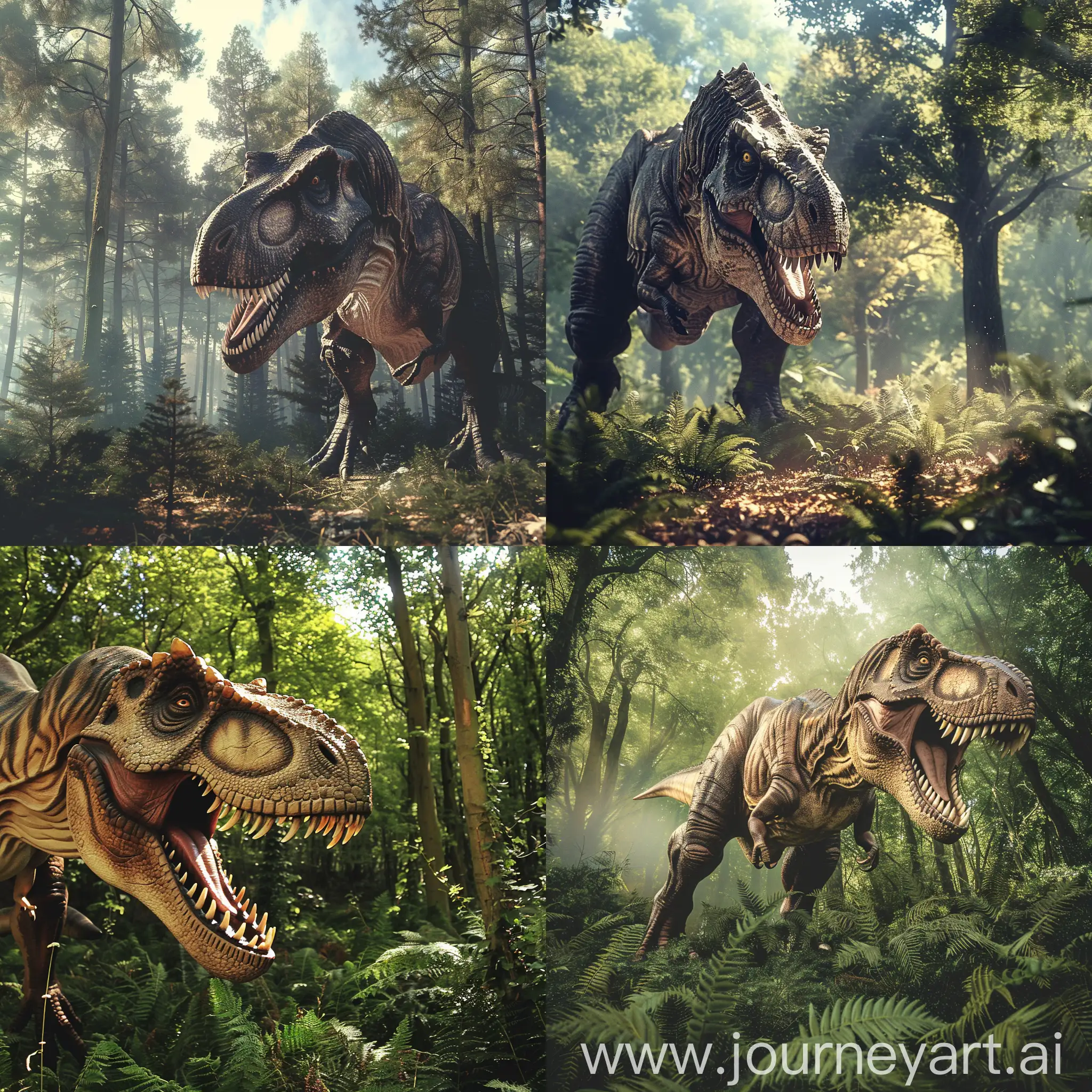 Tyrannosaurus-Rex-Roaming-in-Dense-Forest