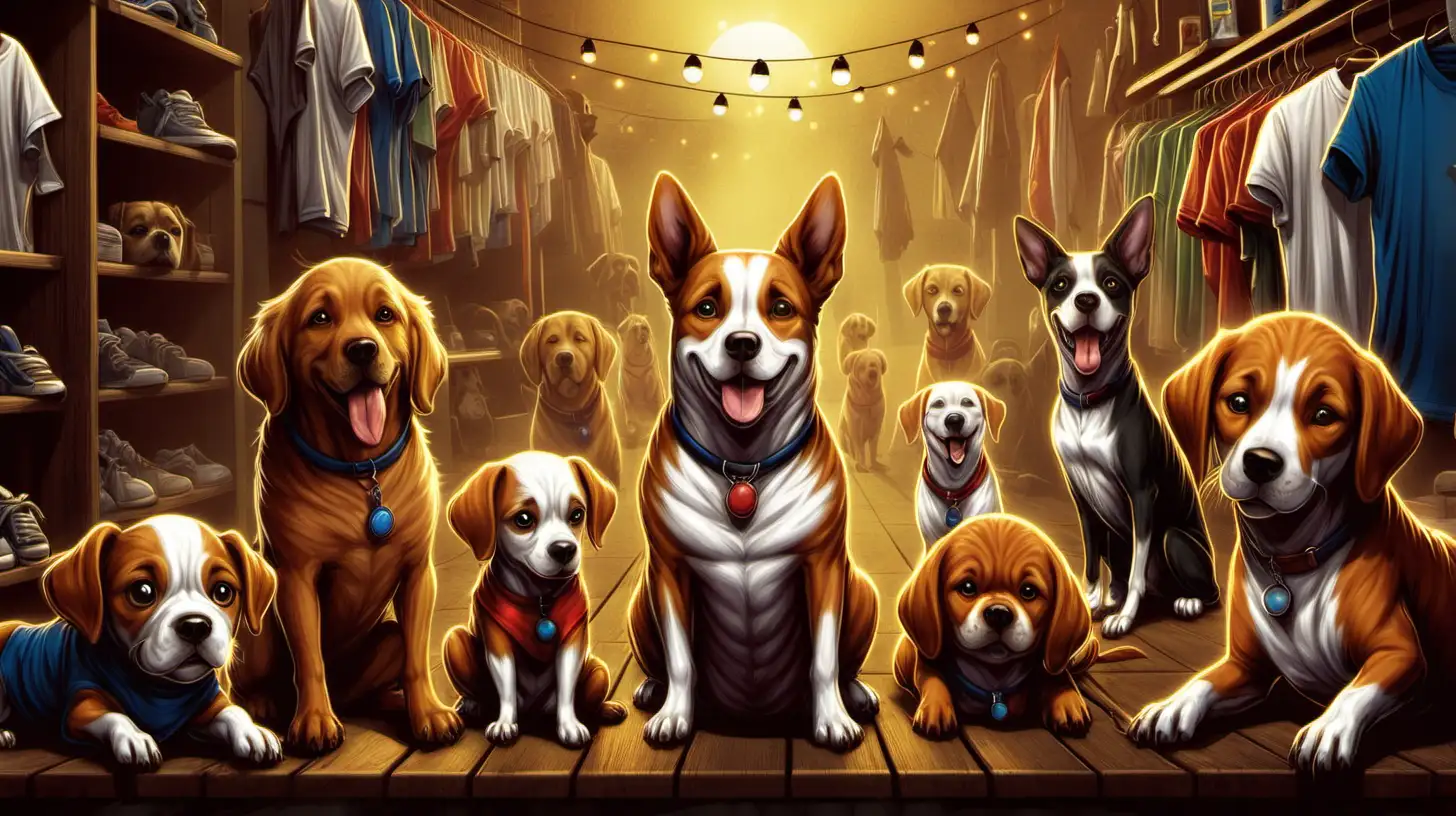 Background art for a best selling tshirt store about dogs