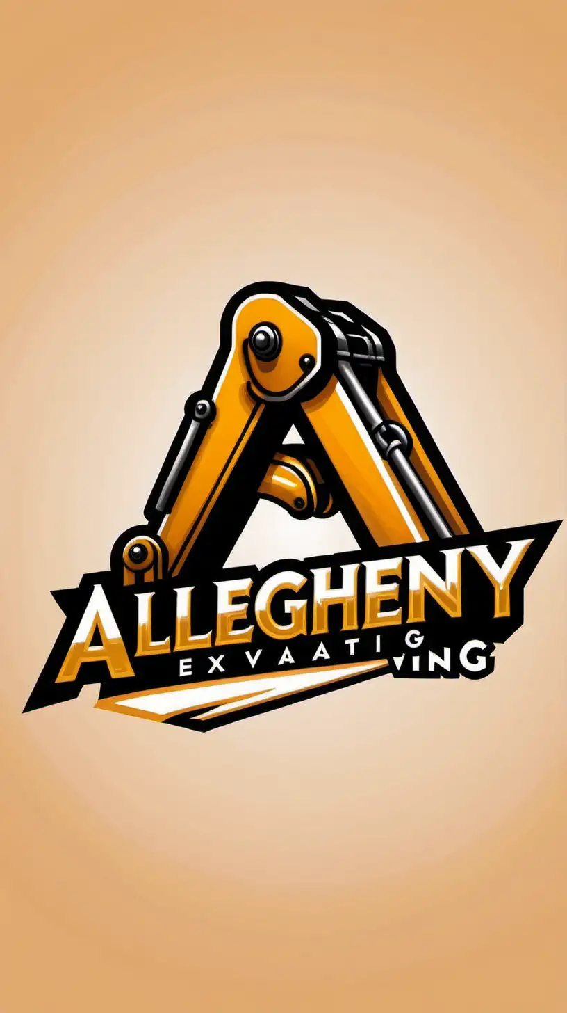Logo Design for "Allegheny excavating" With The A Letter made into a Excavator Arm
