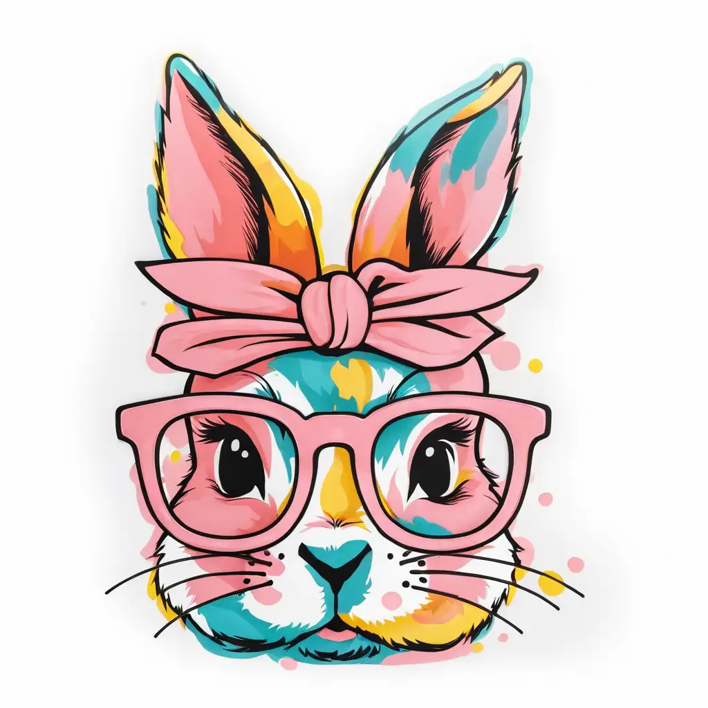 Adorable Bunny in Intellectual Glasses on Pure White Background