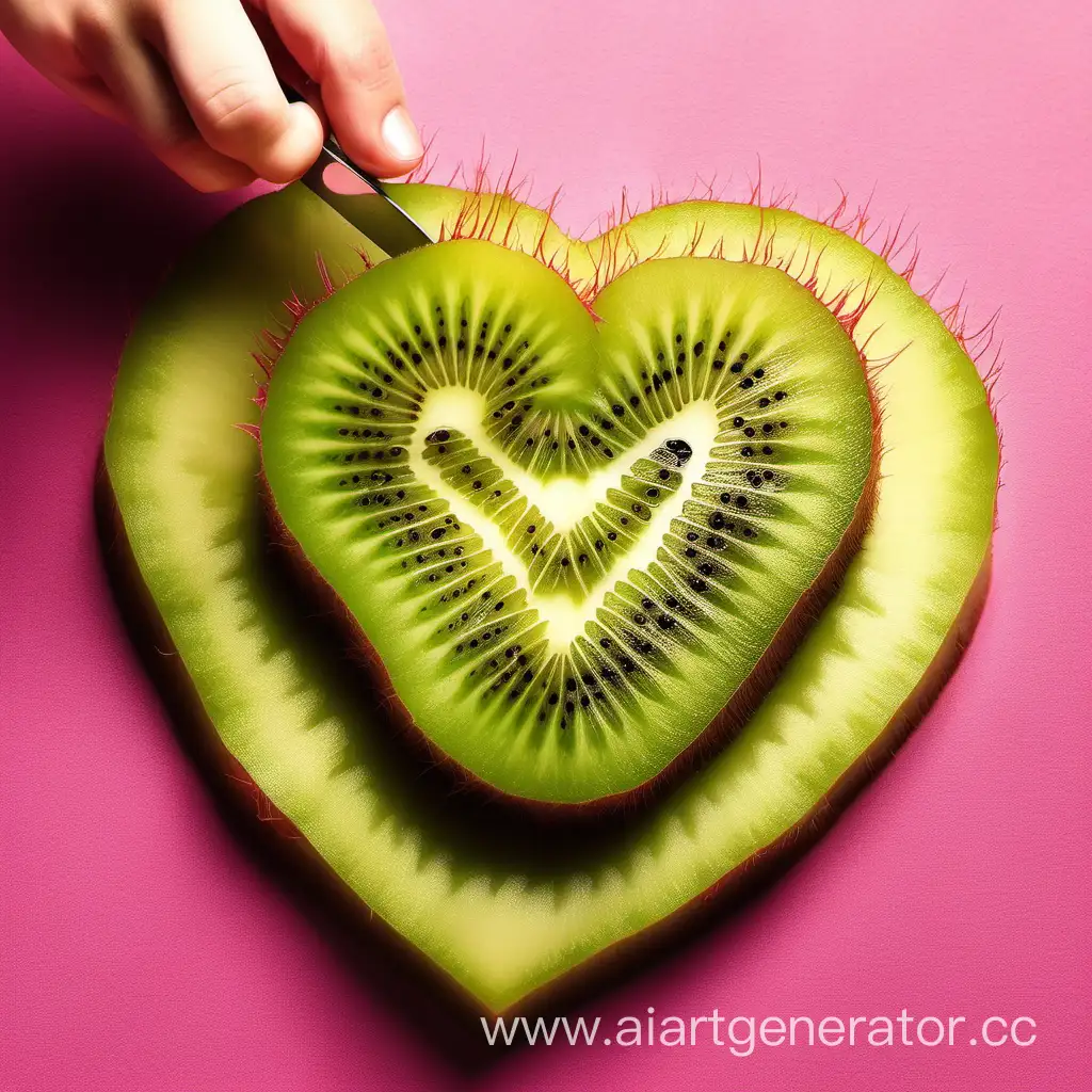Creative-Daughter-Crafting-a-HeartShaped-Kiwi-Sculpture