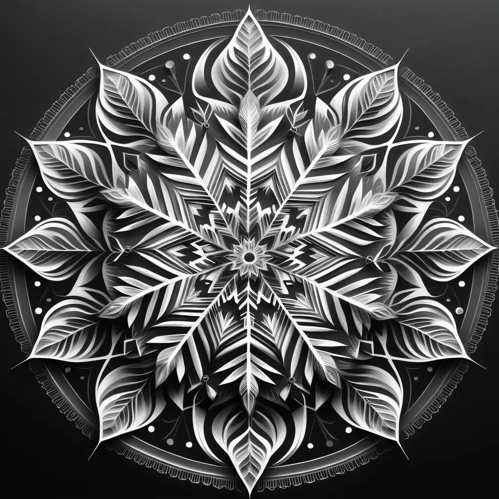 unique beautiful snowflake mandalas black lined greyscale 
