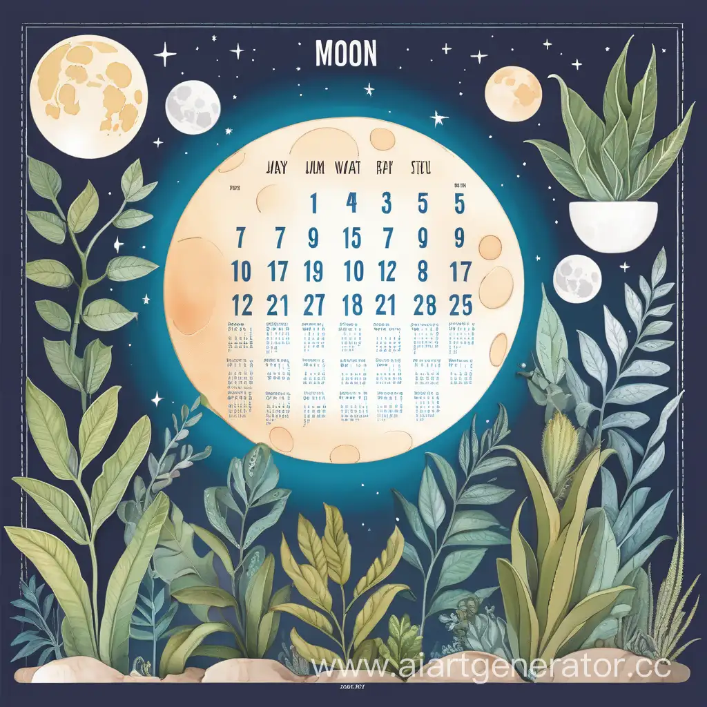 Vibrant-Moon-and-Plants-Calendar-Raw-Style-Artwork