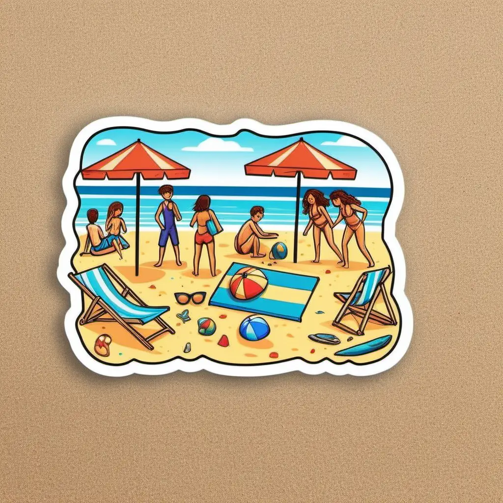 Colorful Beach Activities Sticker Set Fun Under the Sun