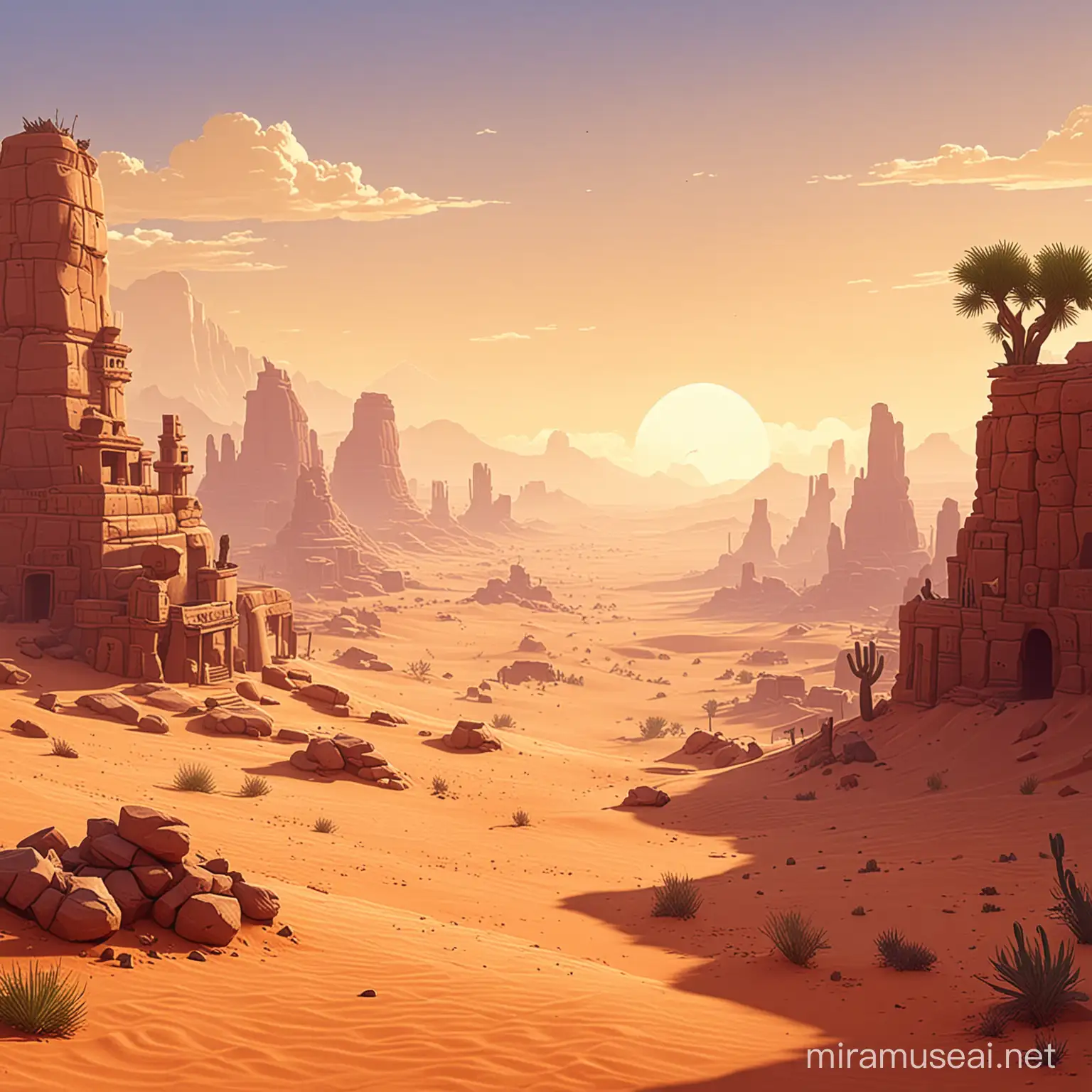 fon, background, game, platformer, desert, 