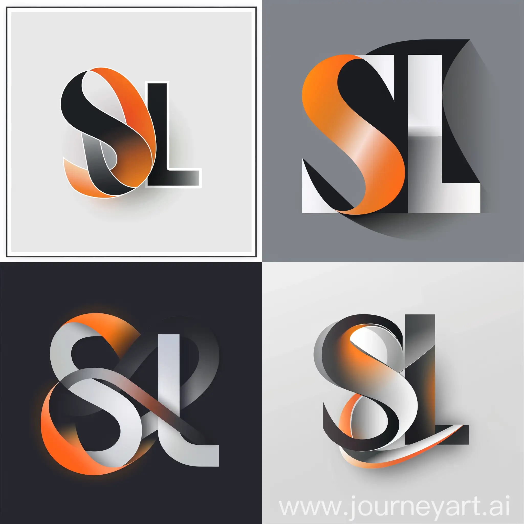 Логотип "SL"интересный градиентный эффект к буквам S и L, абстрактный графический элемент между букв, который будет ассоциироваться со сферой деятельности компании или ее целями, цветовую гамму черно-серую белую и оранжевую