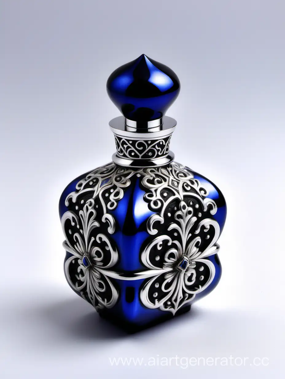 Exquisite-Elixir-of-Life-Potion-Bottle-with-Dark-Blue-and-Silver-Arabesque-Design