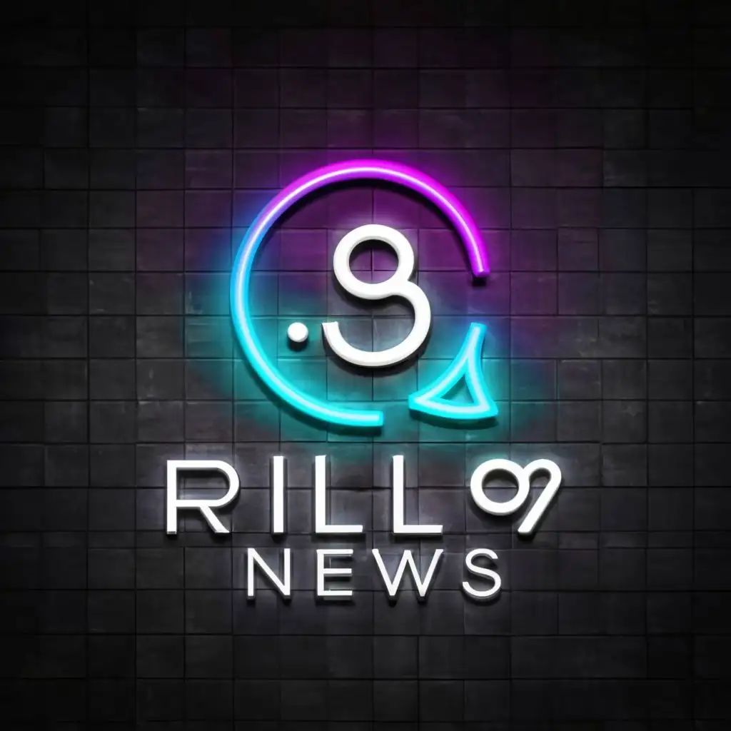 a logo design,with the text "rill9news", main symbol:neon lights,Minimalistic,be used in Education industry,clear background