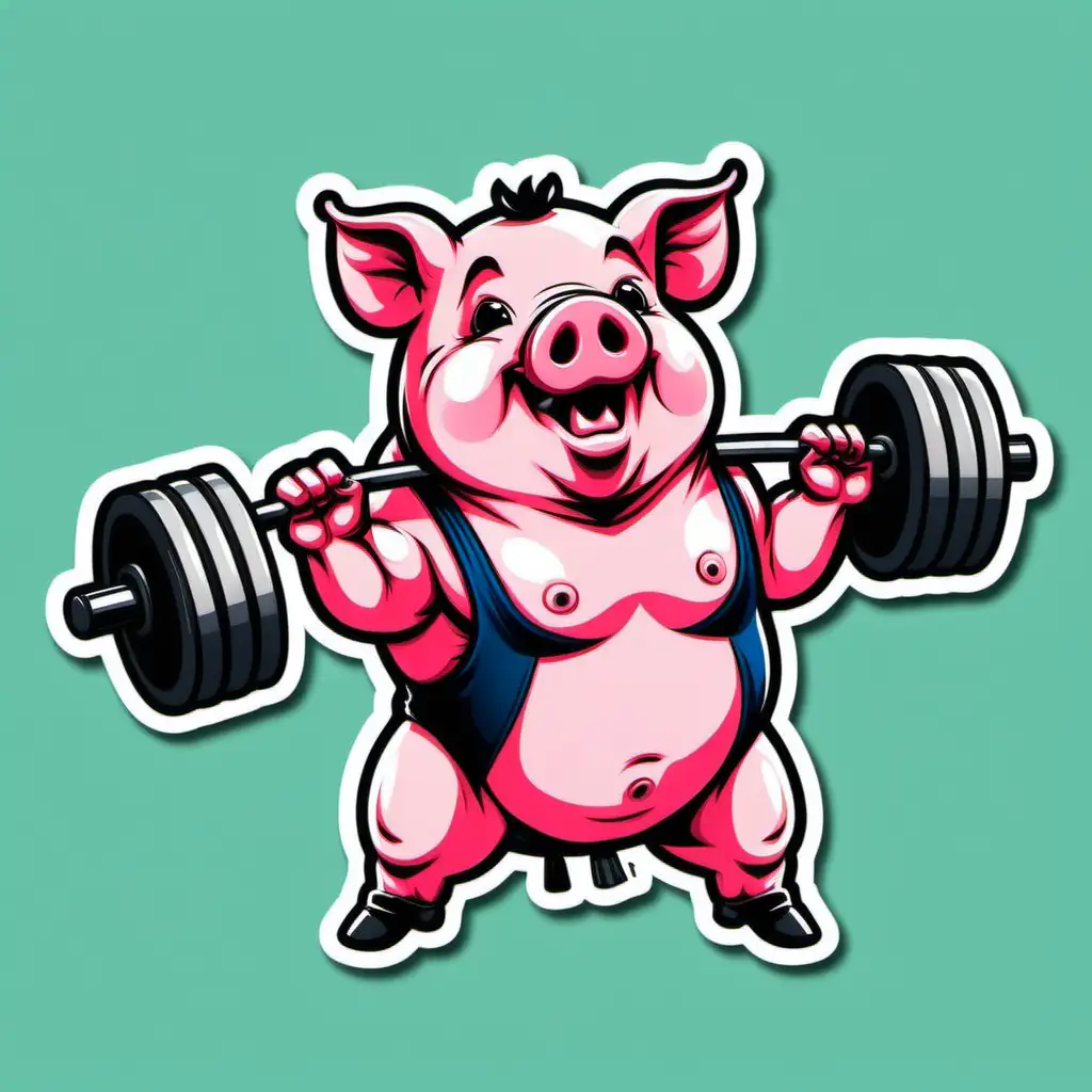 Muscular Pig Powerlifting Sticker for Fitness Enthusiasts