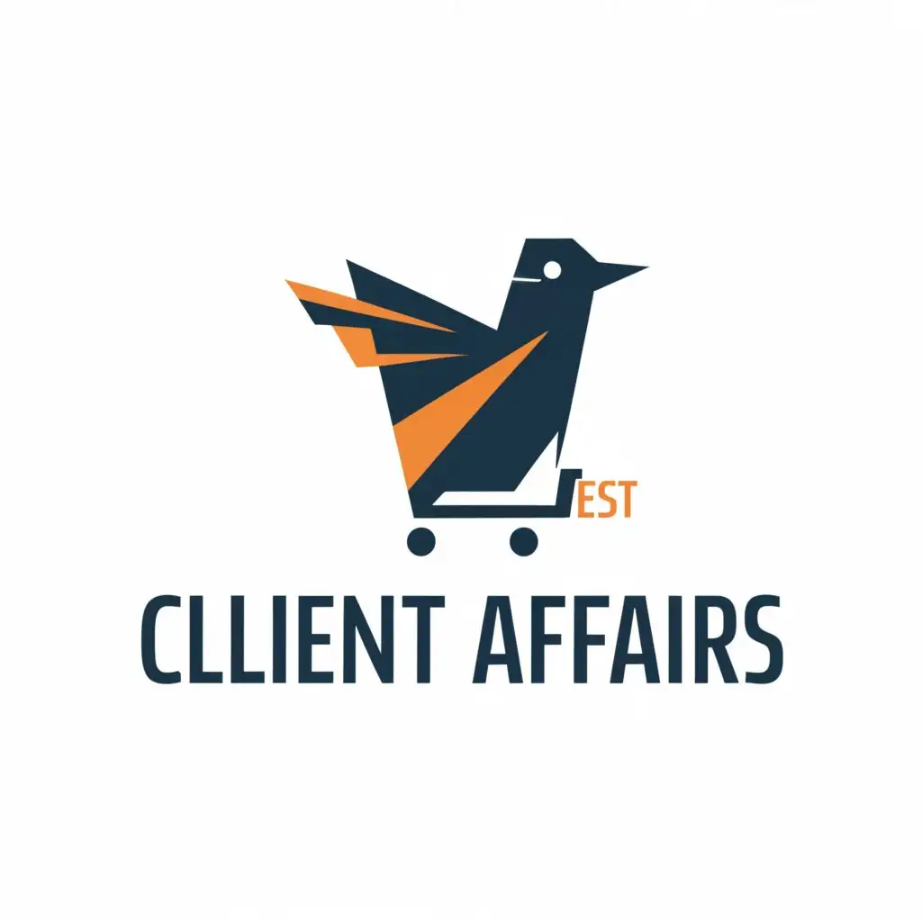 a logo design,with the text "client affairs", main symbol:bird, Shopping Cart,Moderate,clear background