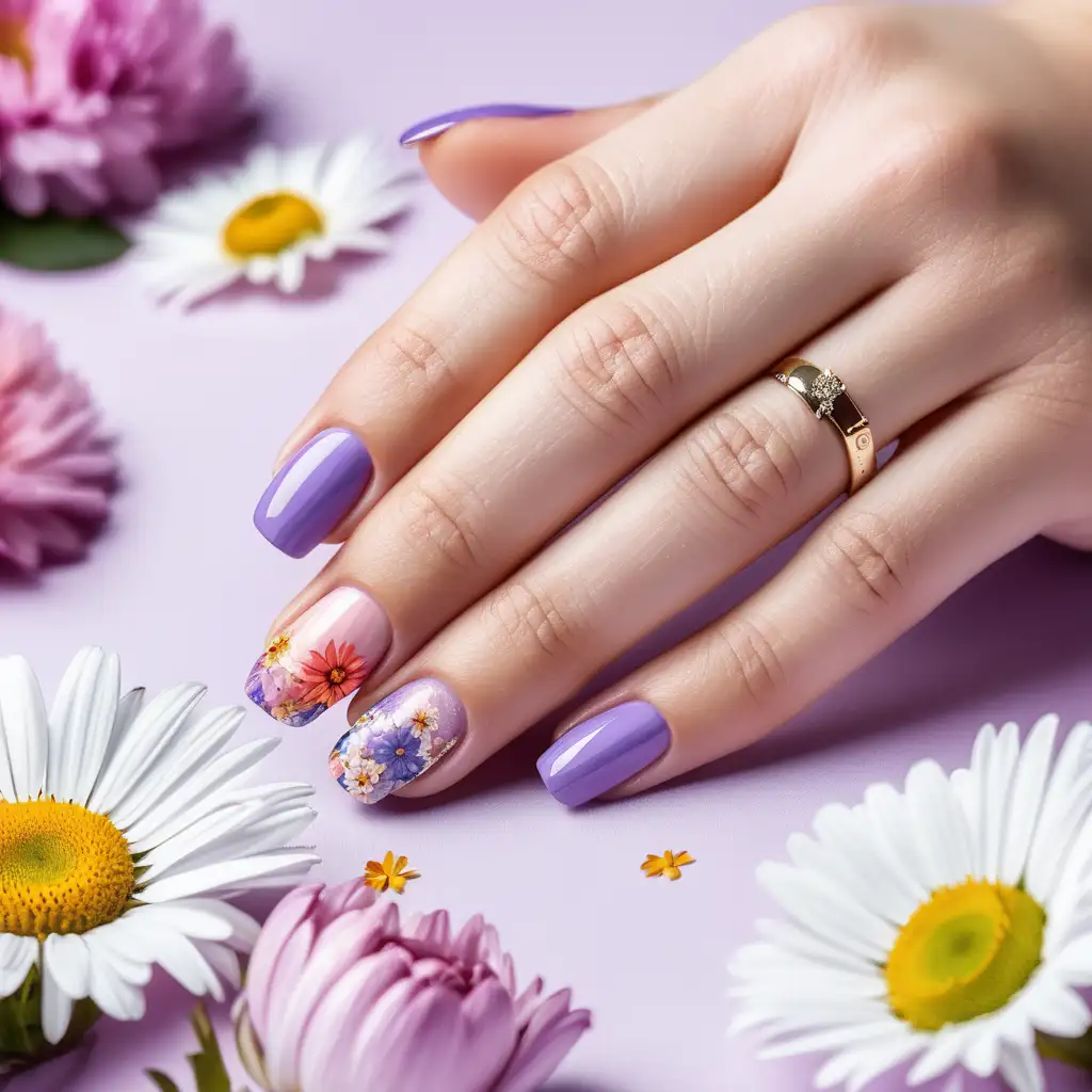 Floral Nail Art Vibrant Blooms Adorn Exquisitely Painted Nails